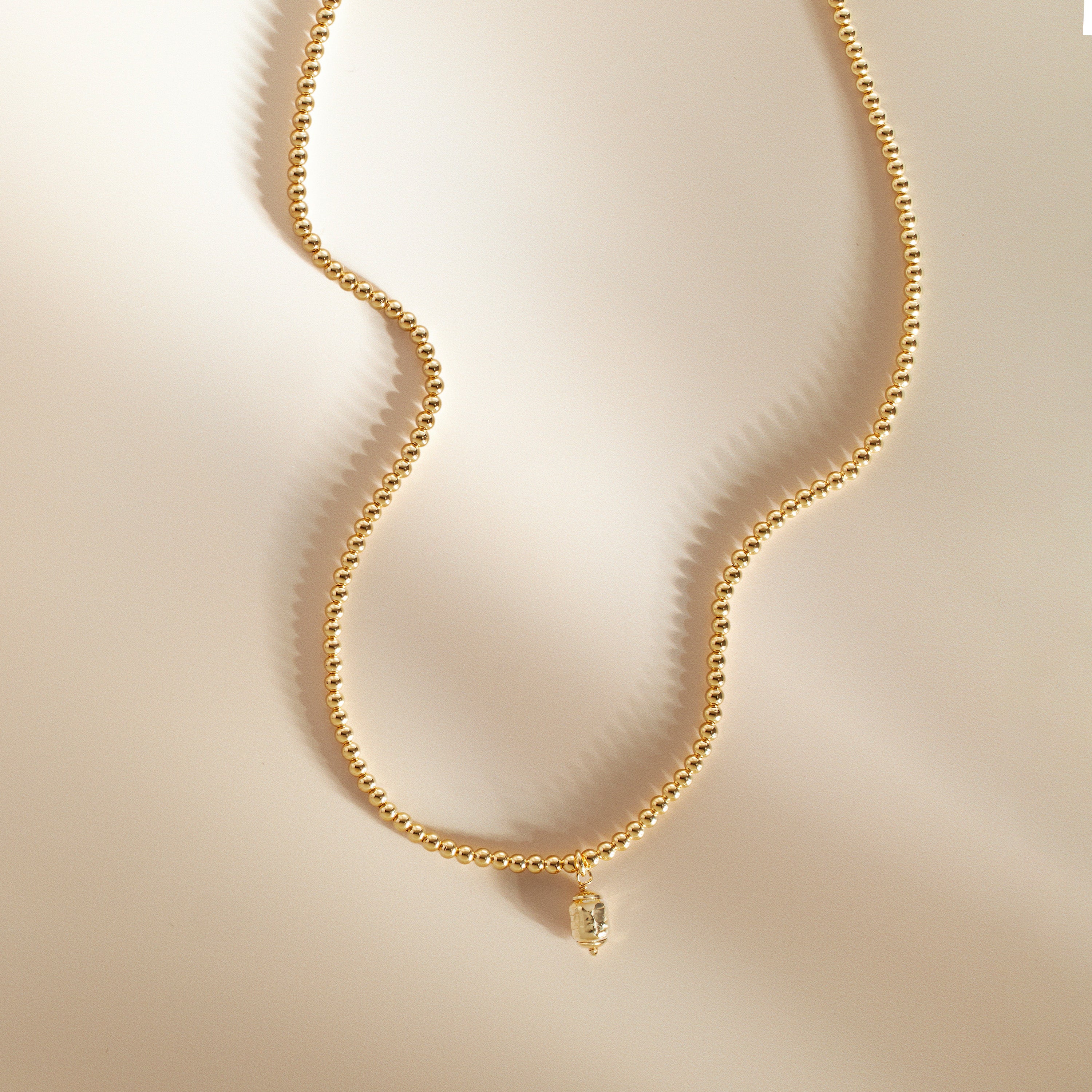 womens gold pendant beaded necklace - Athra Luxe