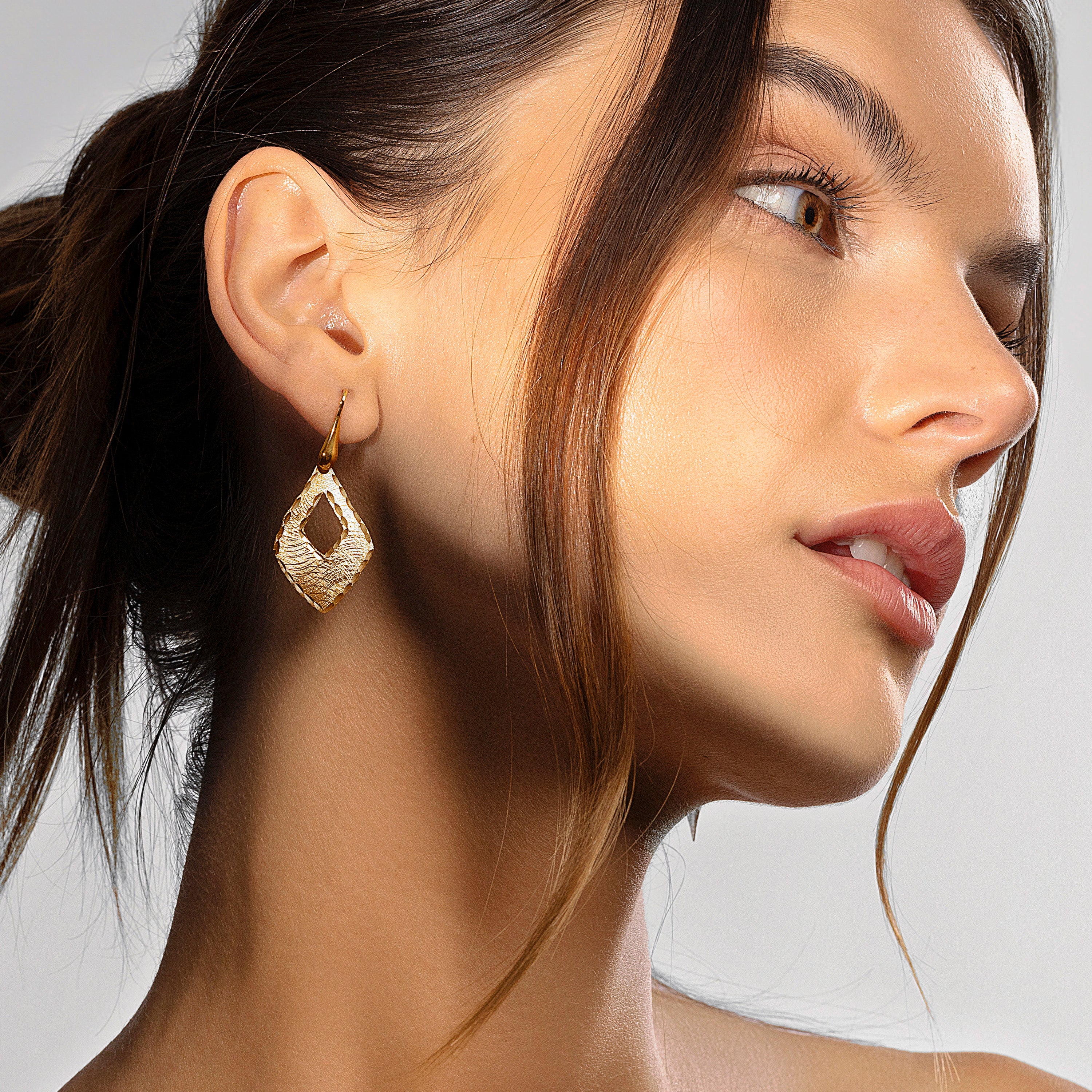 Textural Marquise Drop Earring