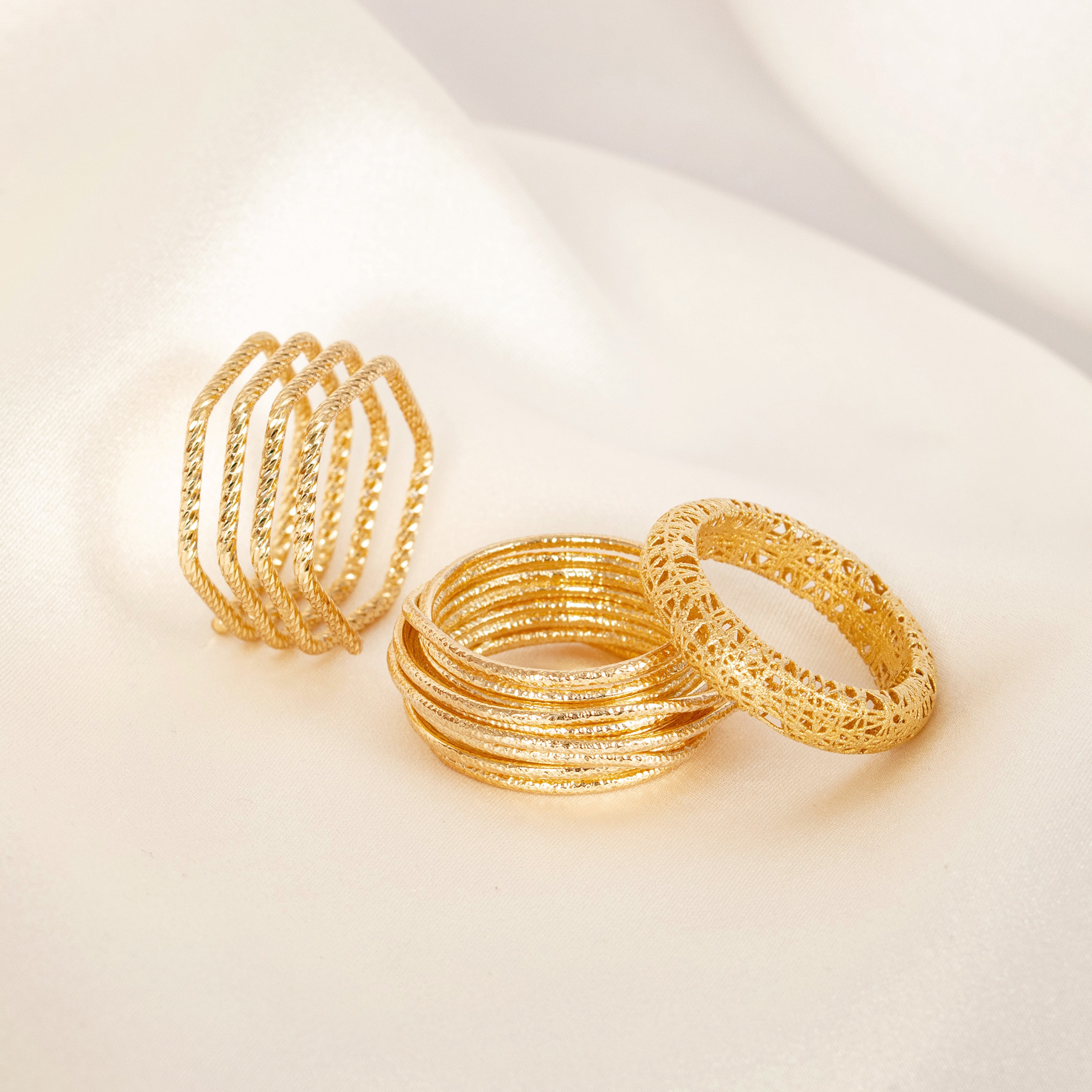 Textural Geometric Stacked Ring