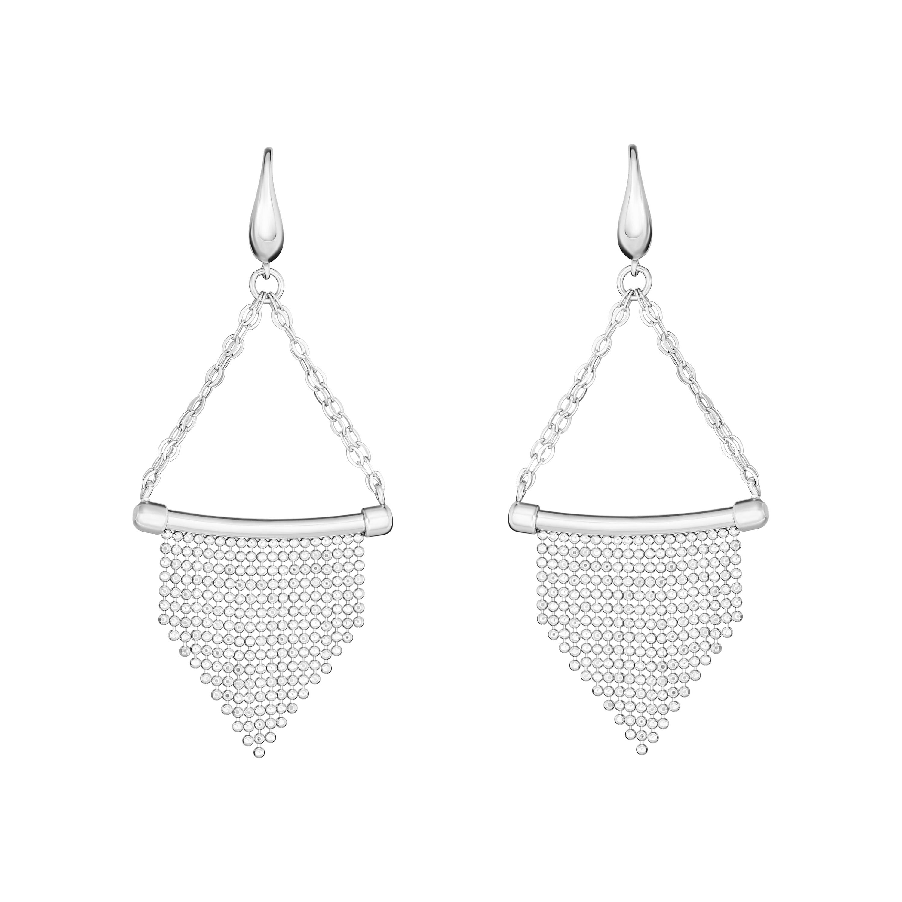 ピアス Inverted Triangle Earrings with Stone Chain #3191 Athra Luxe Diamond Cut Beaded Fringe Triangle Chain Drop