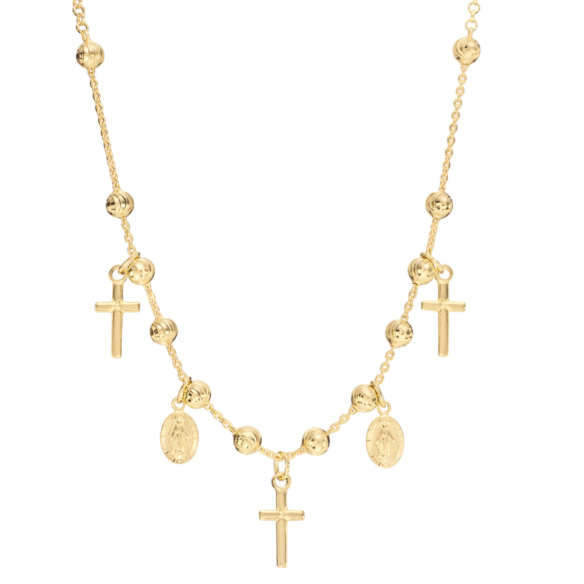 Radiant Cross Charm Necklace - Gold