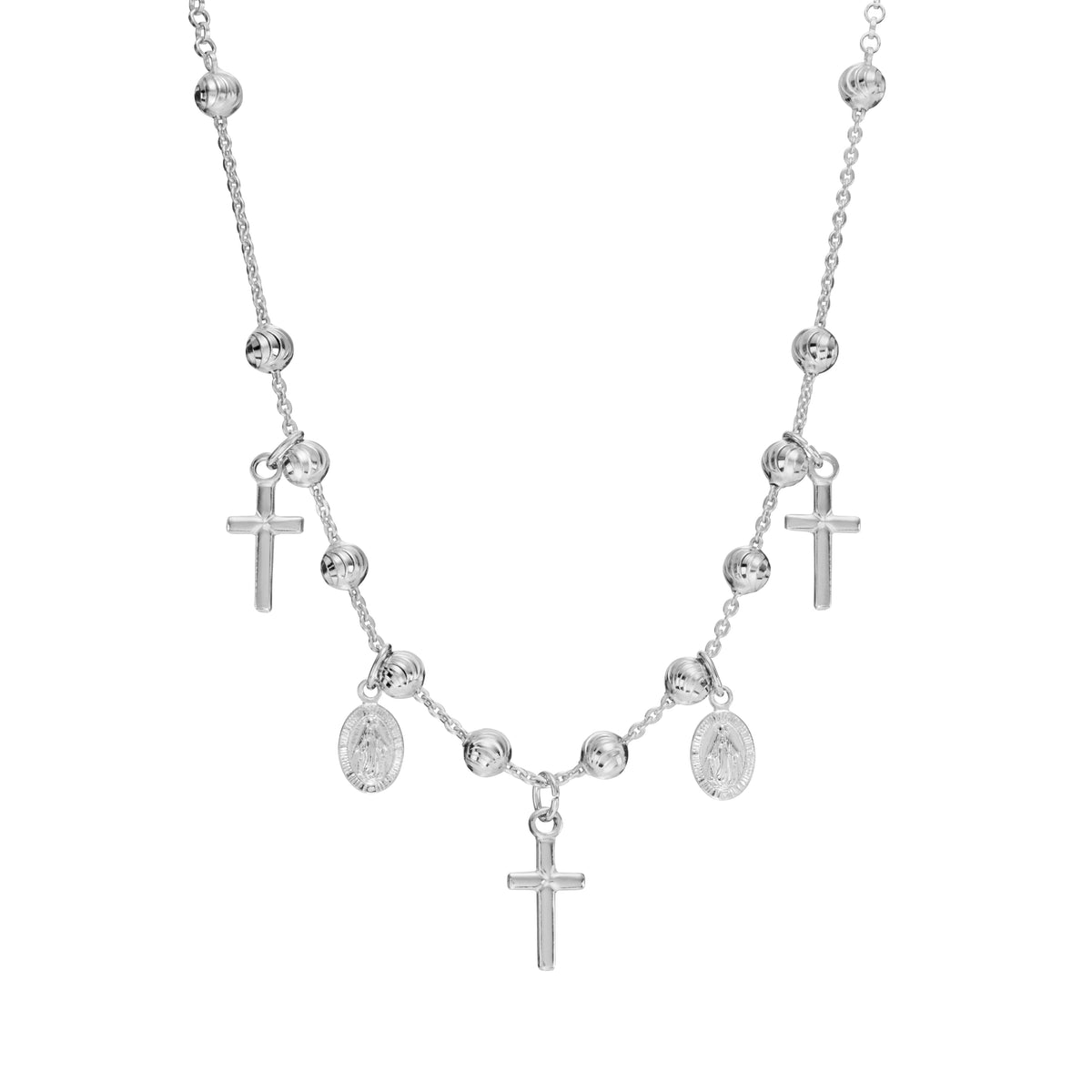 Radiant Cross Charm Necklace - Silver