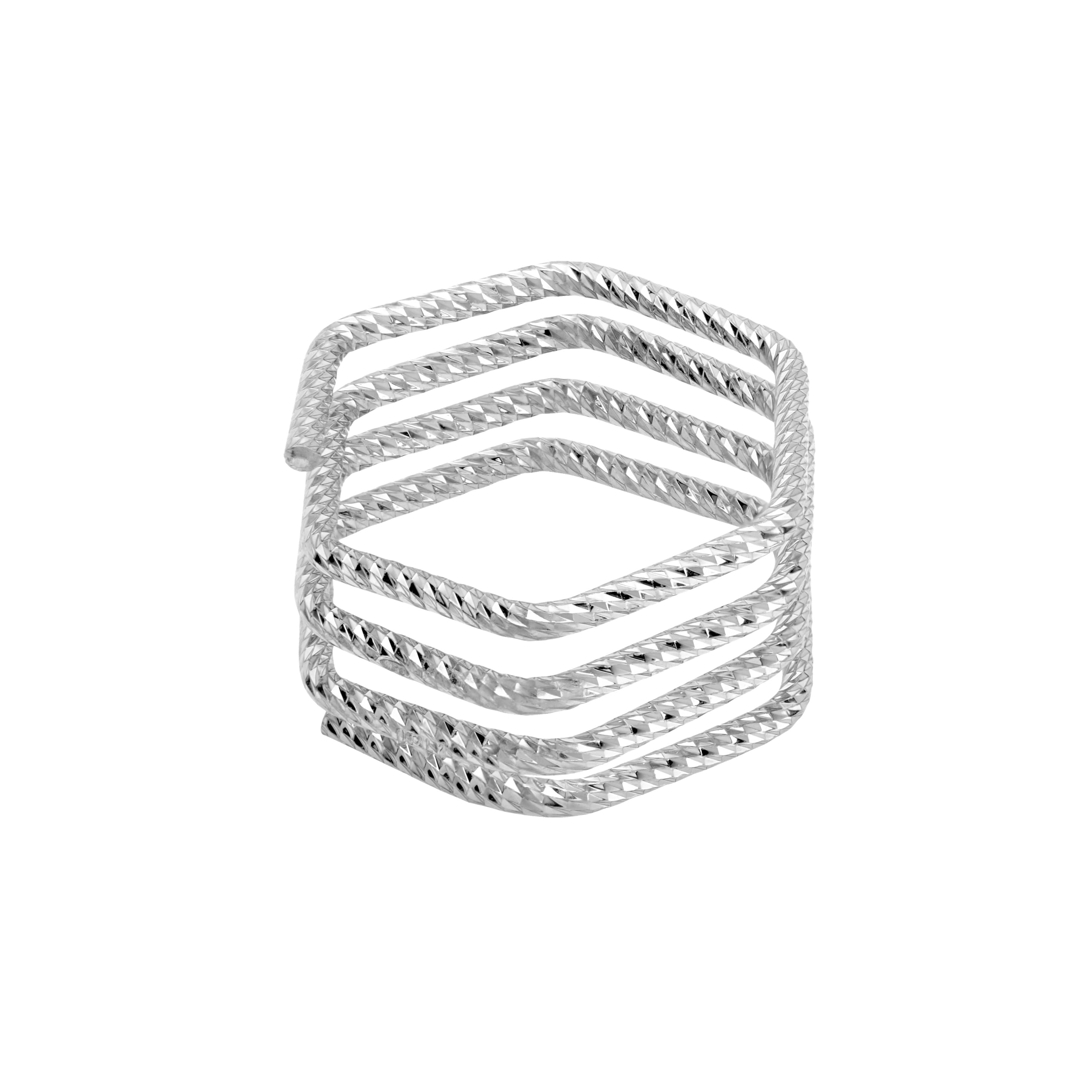 Textural Geometric Stacked Ring