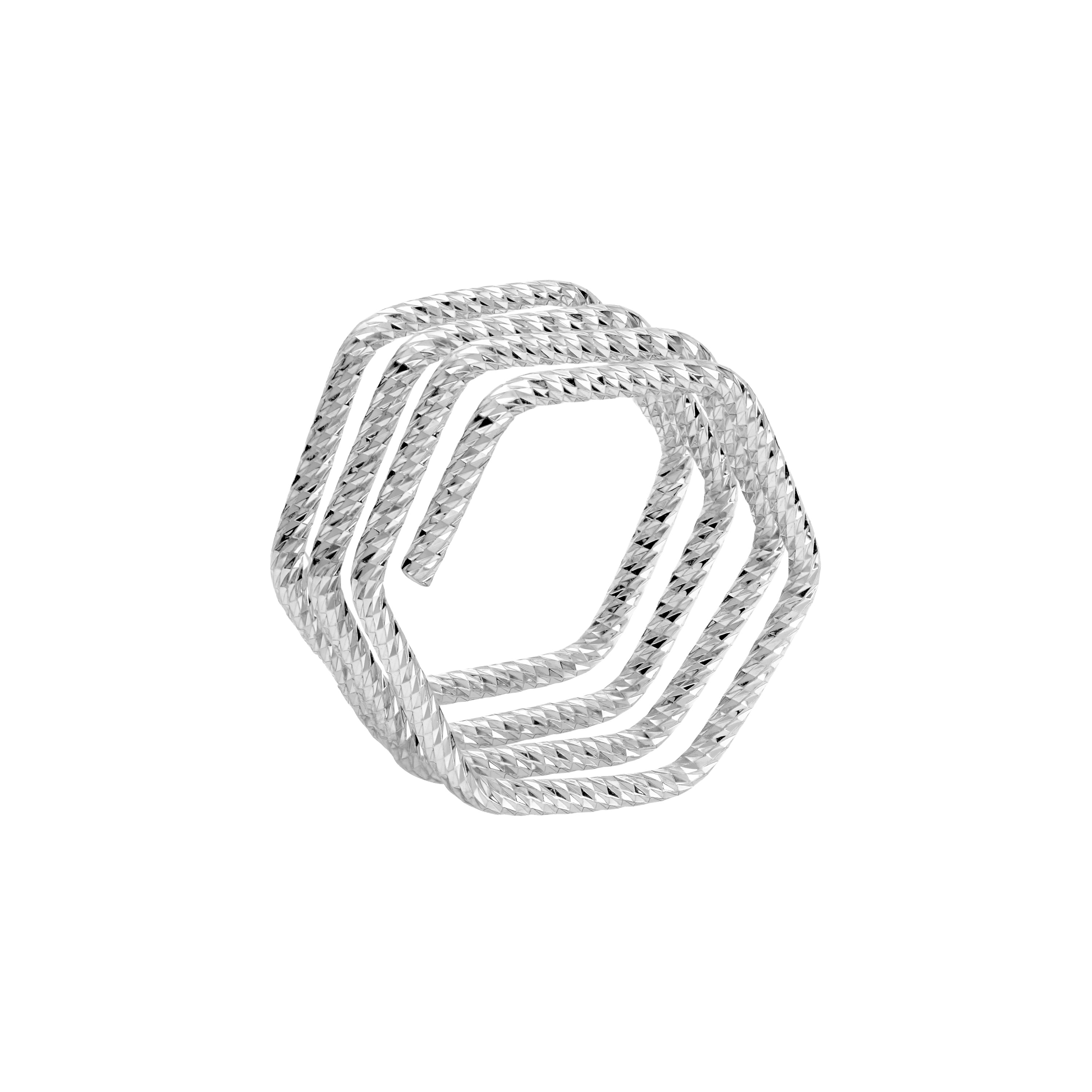 Textural Geometric Stacked Ring