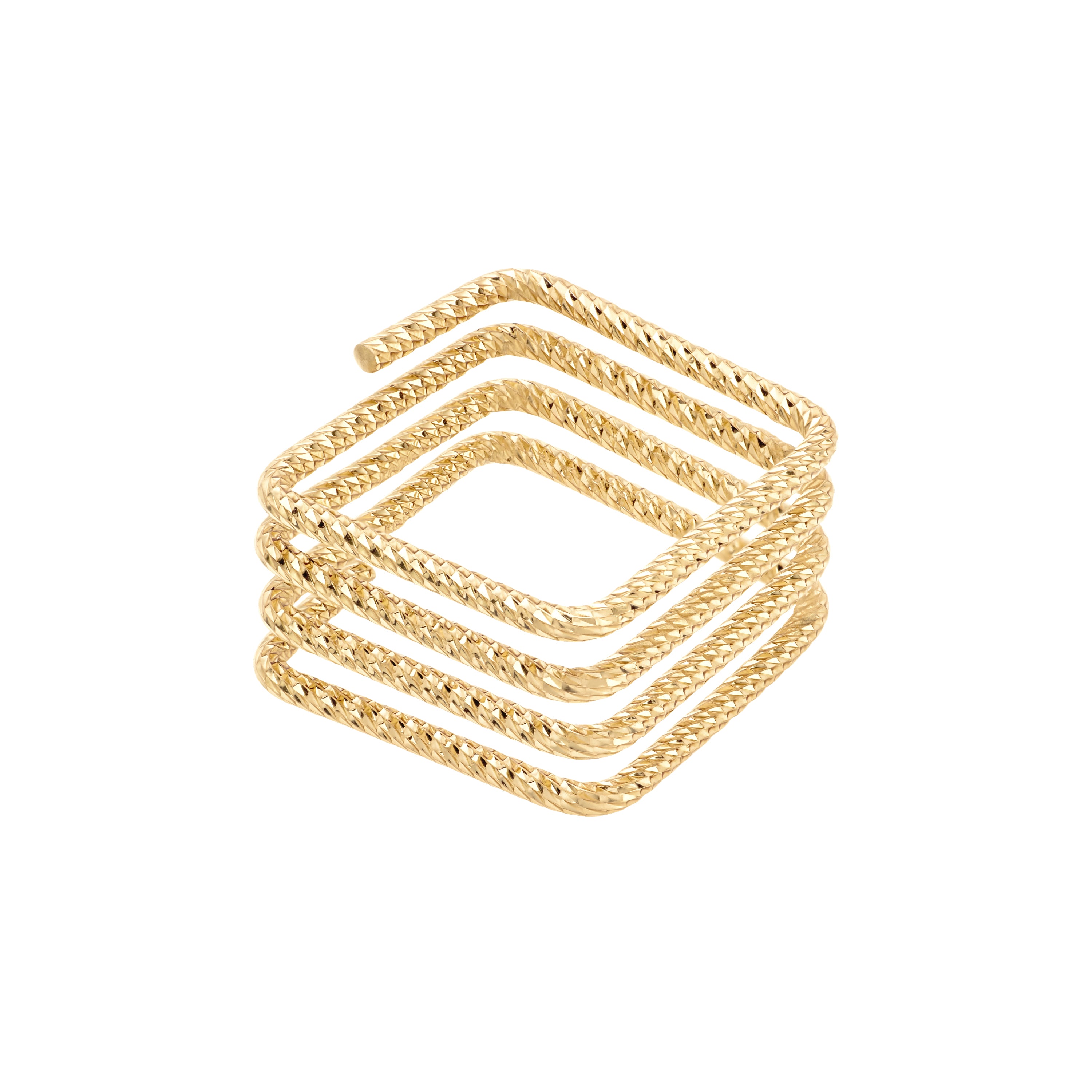 Gold Textural Square Stacked Ring