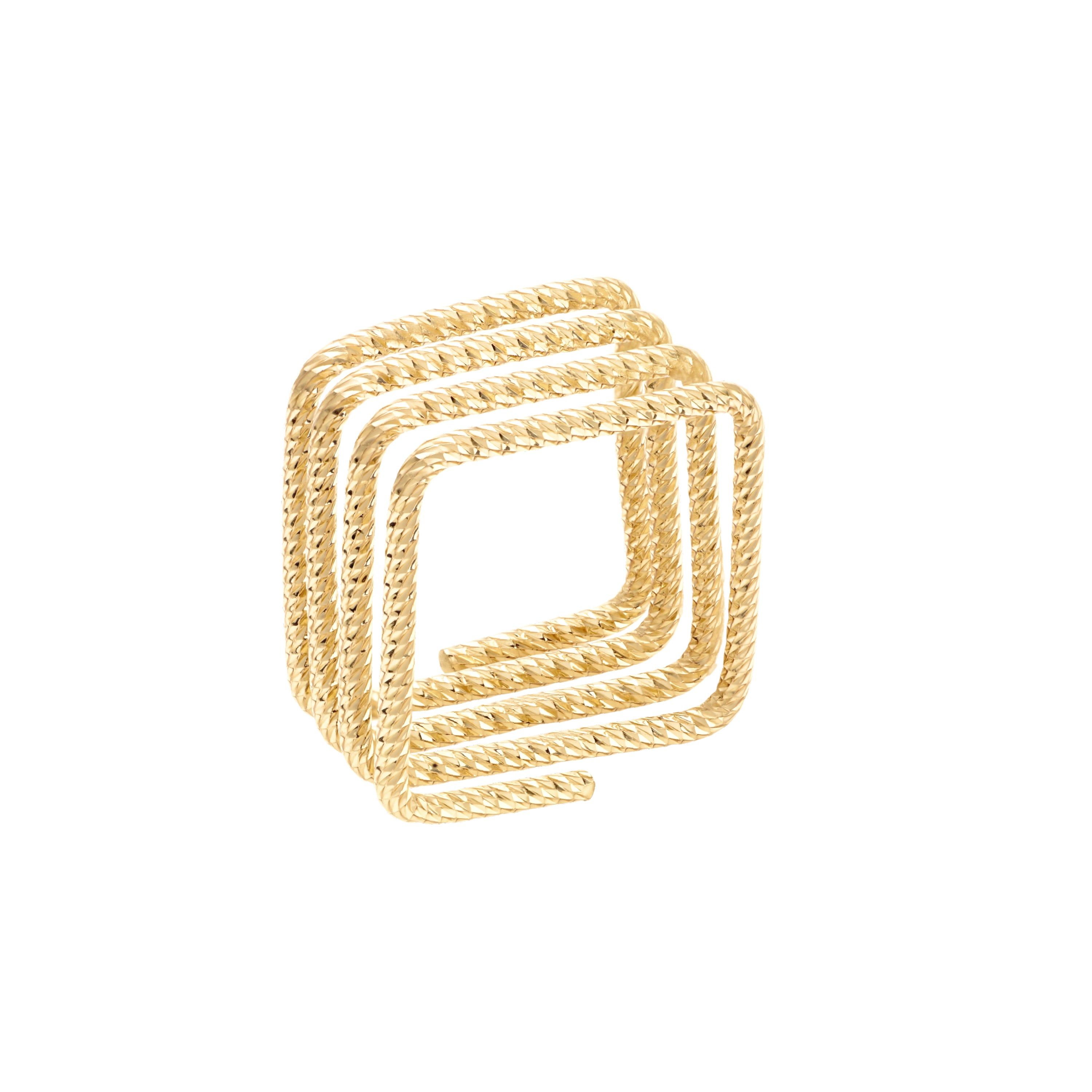 Gold Textural Square Stacked Ring