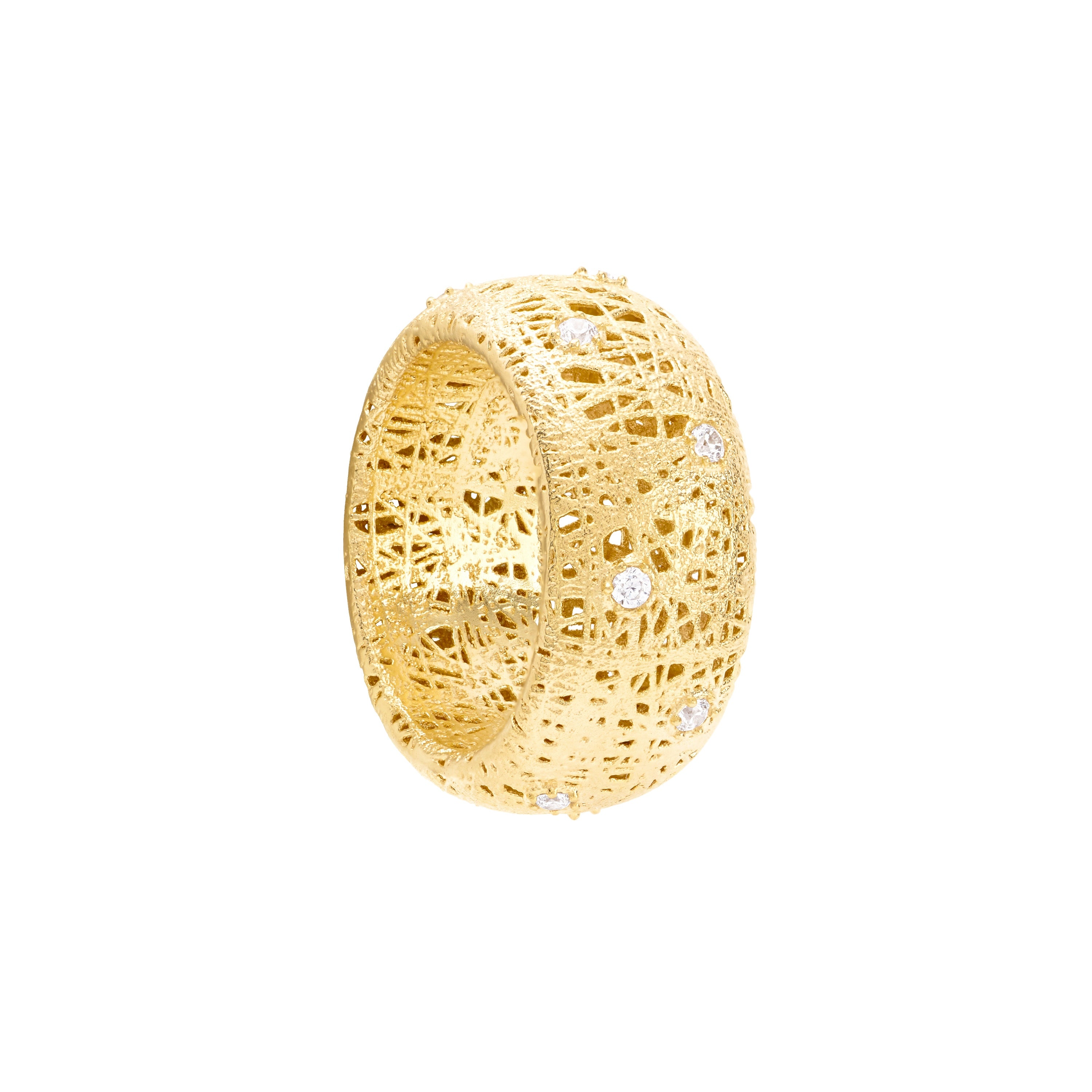 Filigree Band Ring with Crystal