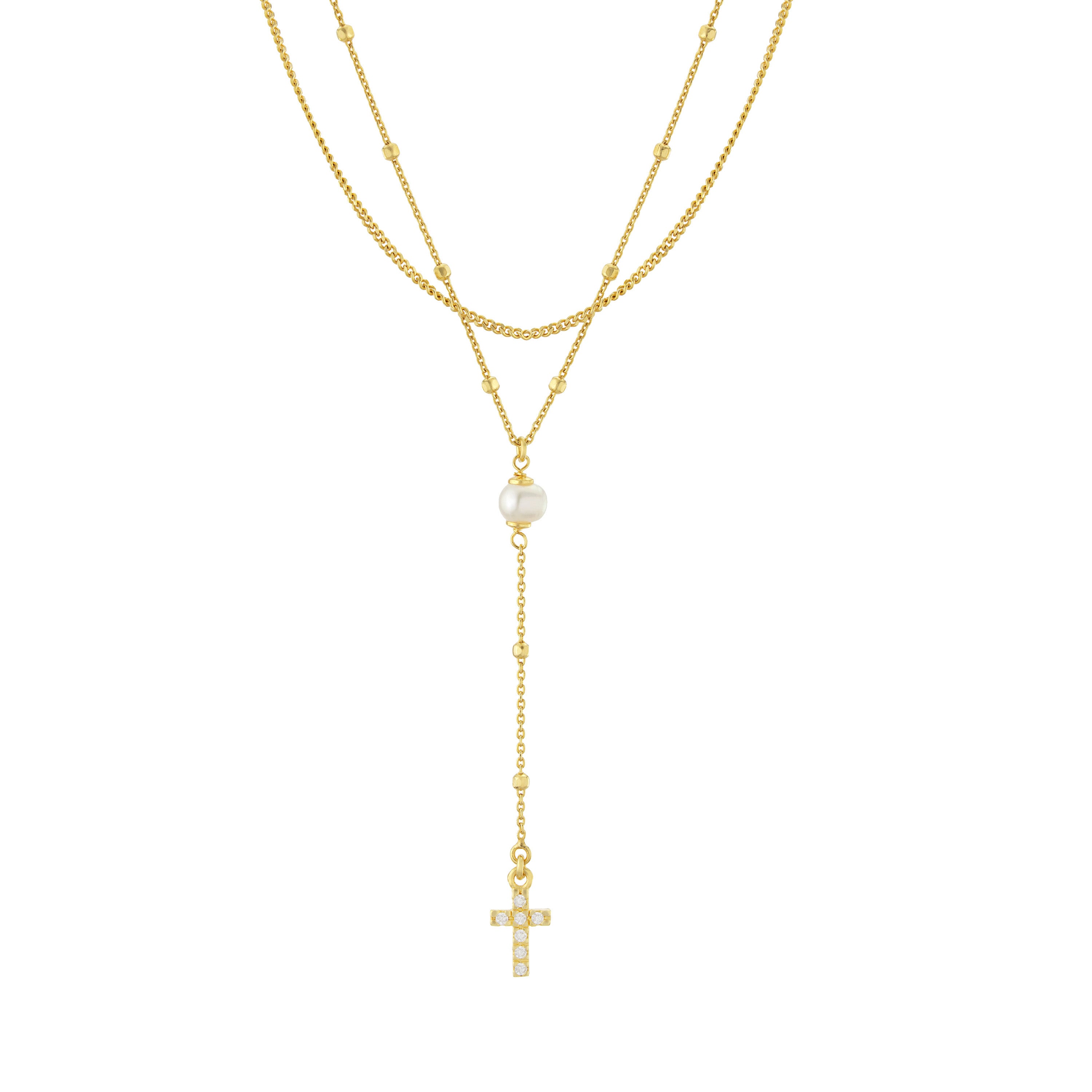 Benita Pearl Cross Necklace