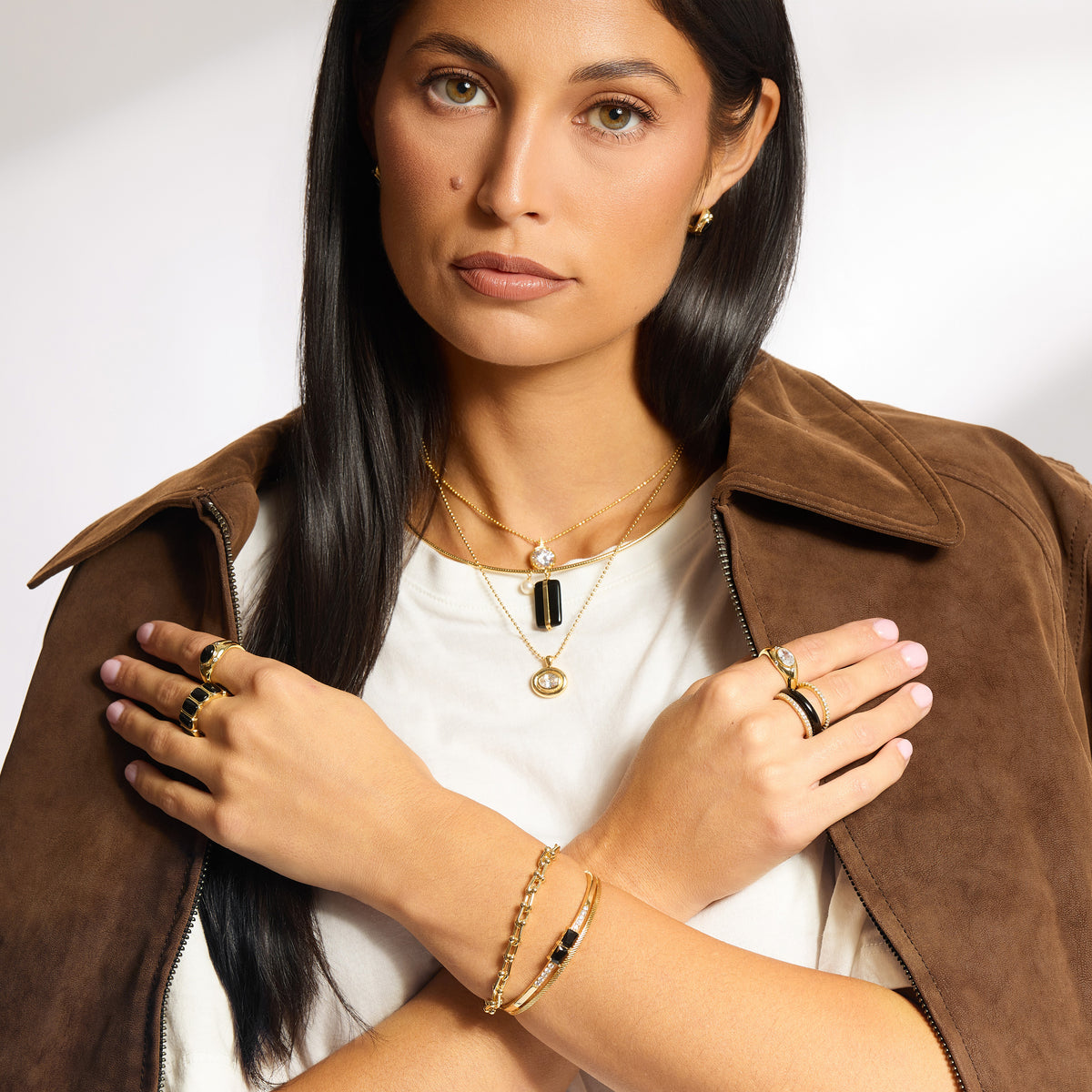 Gilded Halo Bezel Pendant Necklace