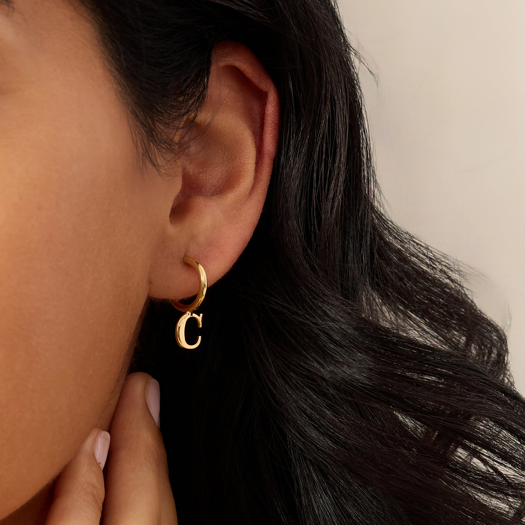 Initial Huggie Hoop Earring