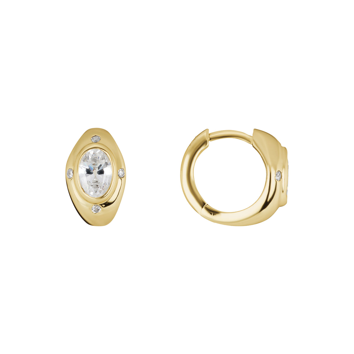 Azura Classic Oval Bezel Huggie Earrings