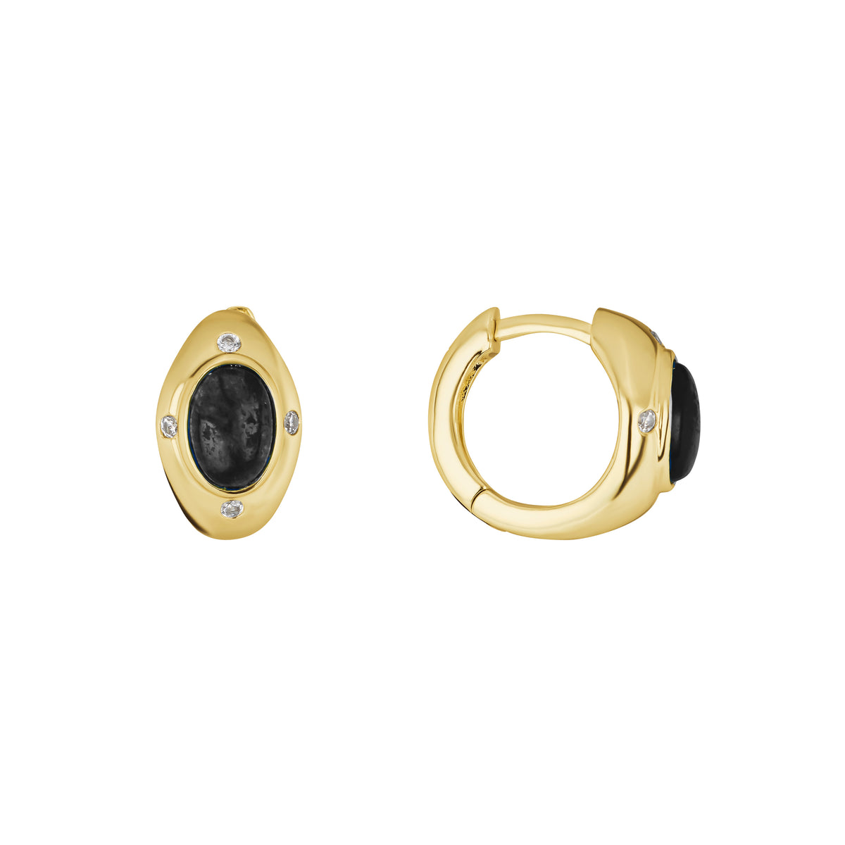 Azura Onyx Oval Bezel Huggie Earrings