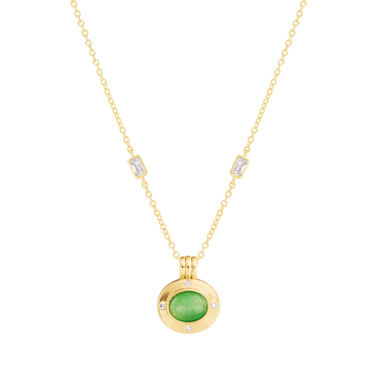 Celeste Green Agate Oval Necklace
