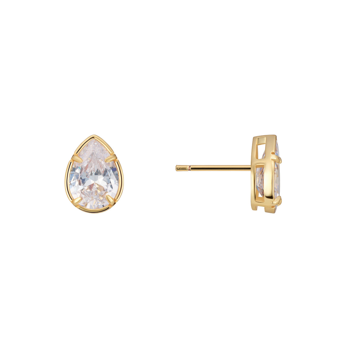 Alessia Pear Bezel Stud Earrings