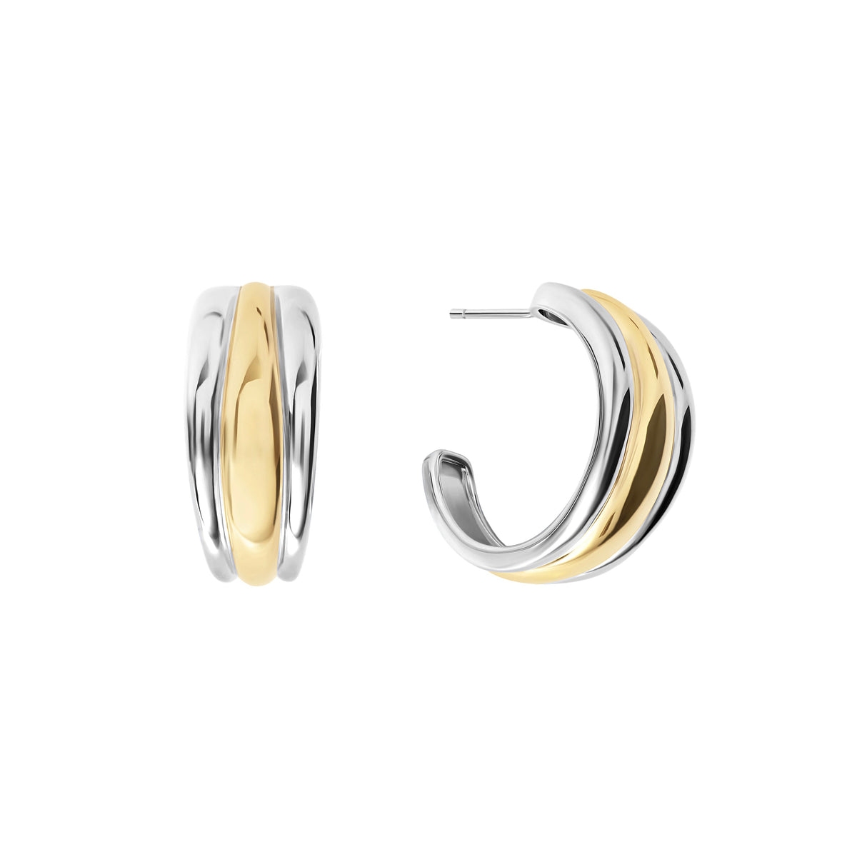 Solene Two-Tone Hoop Earrings