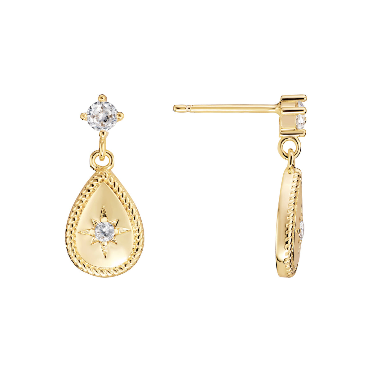North Star Pear Drop Earrings