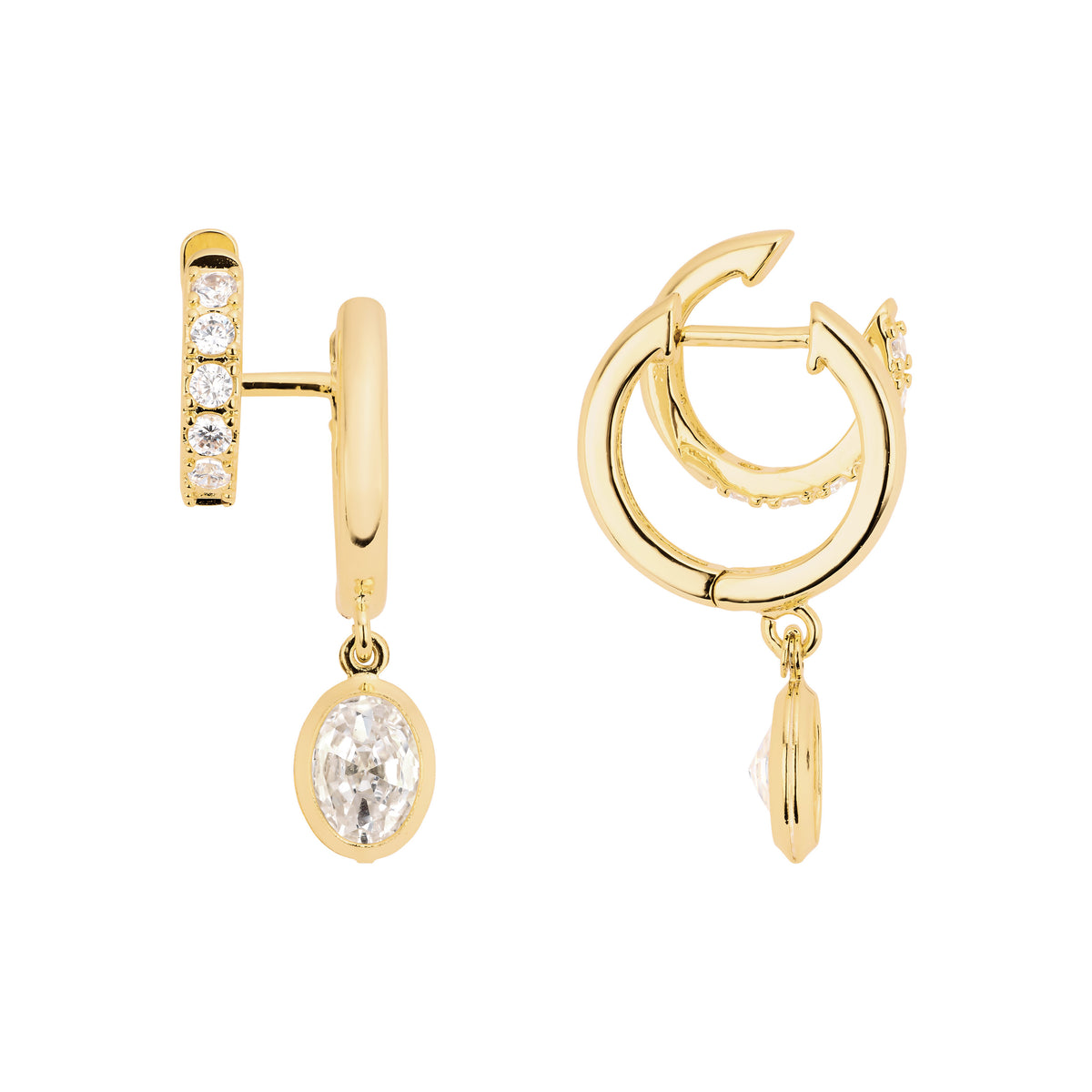Muse Oval Drop Huggie Earrings
