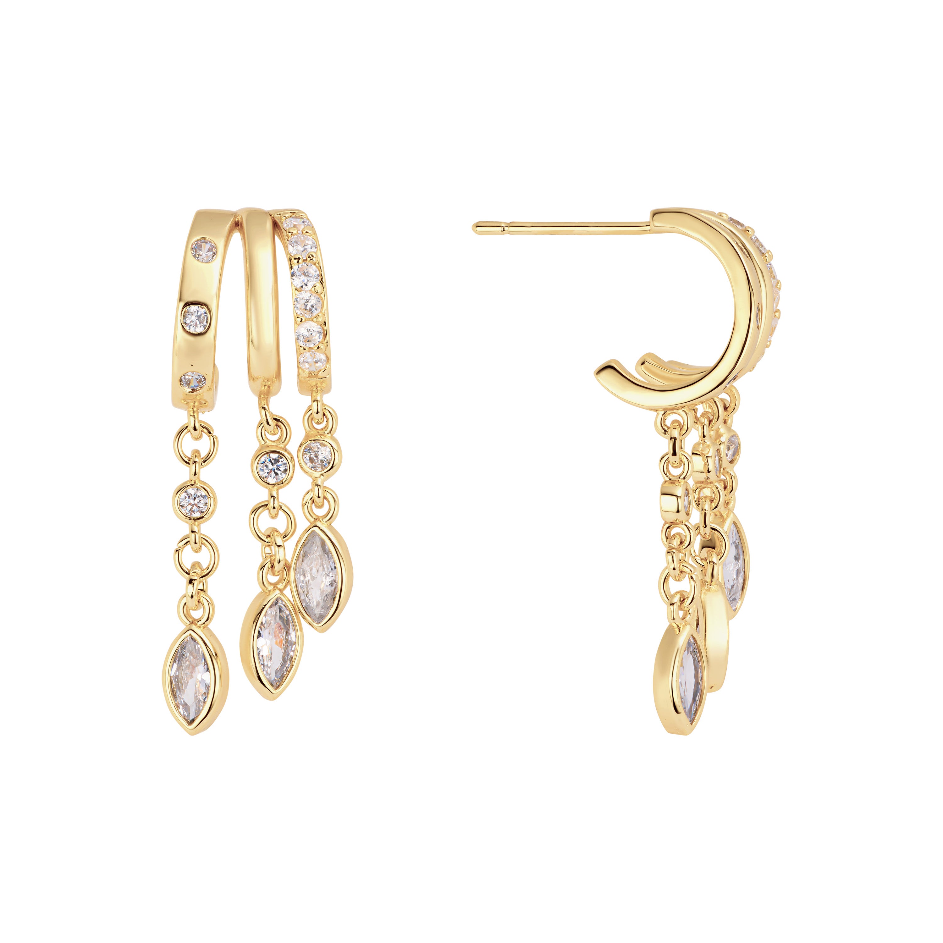 The Marquise Chain Huggie Earrings