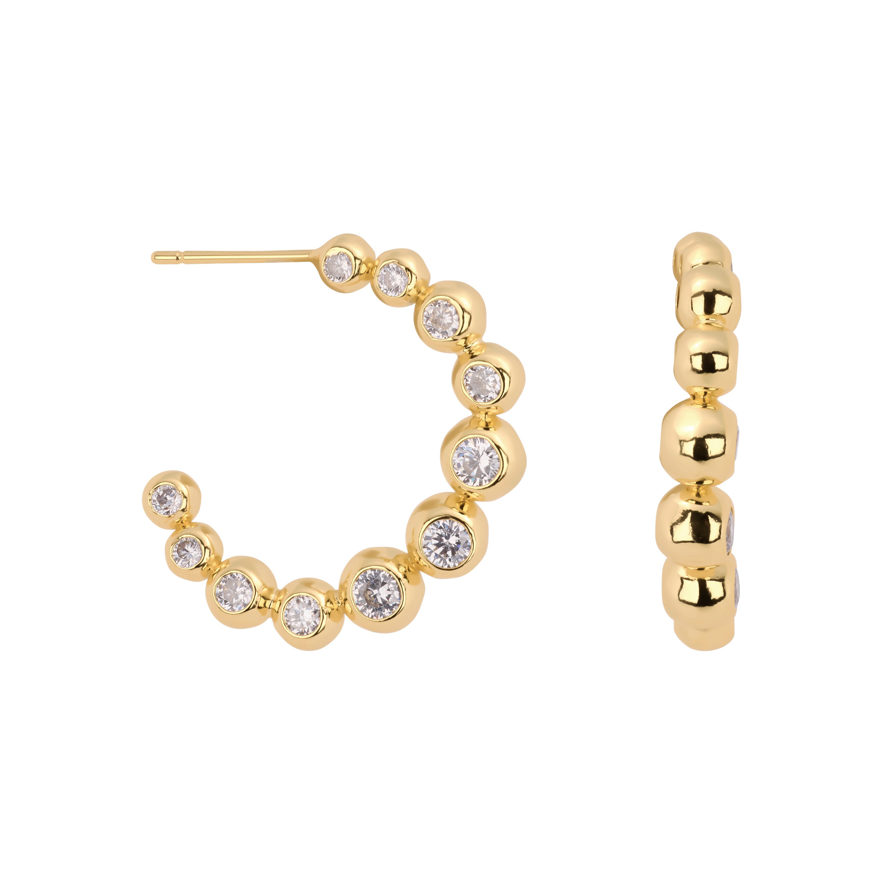 Bezel Bubble Hoop Earrings