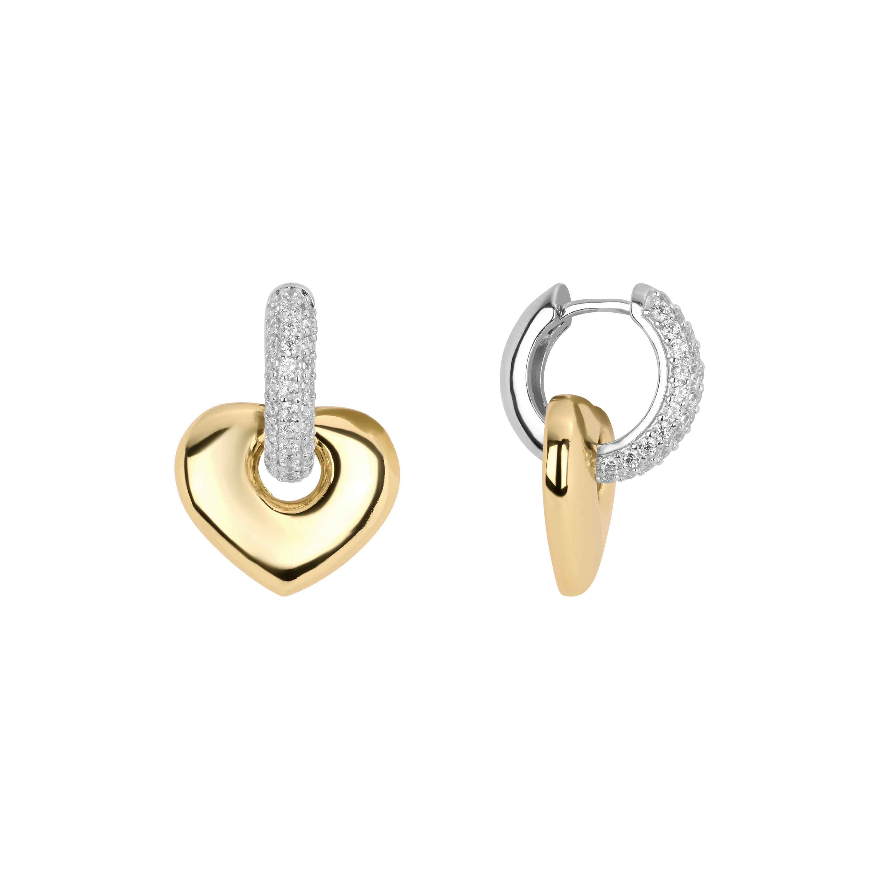 Portofino Two-Tone Heart Huggie Earrings