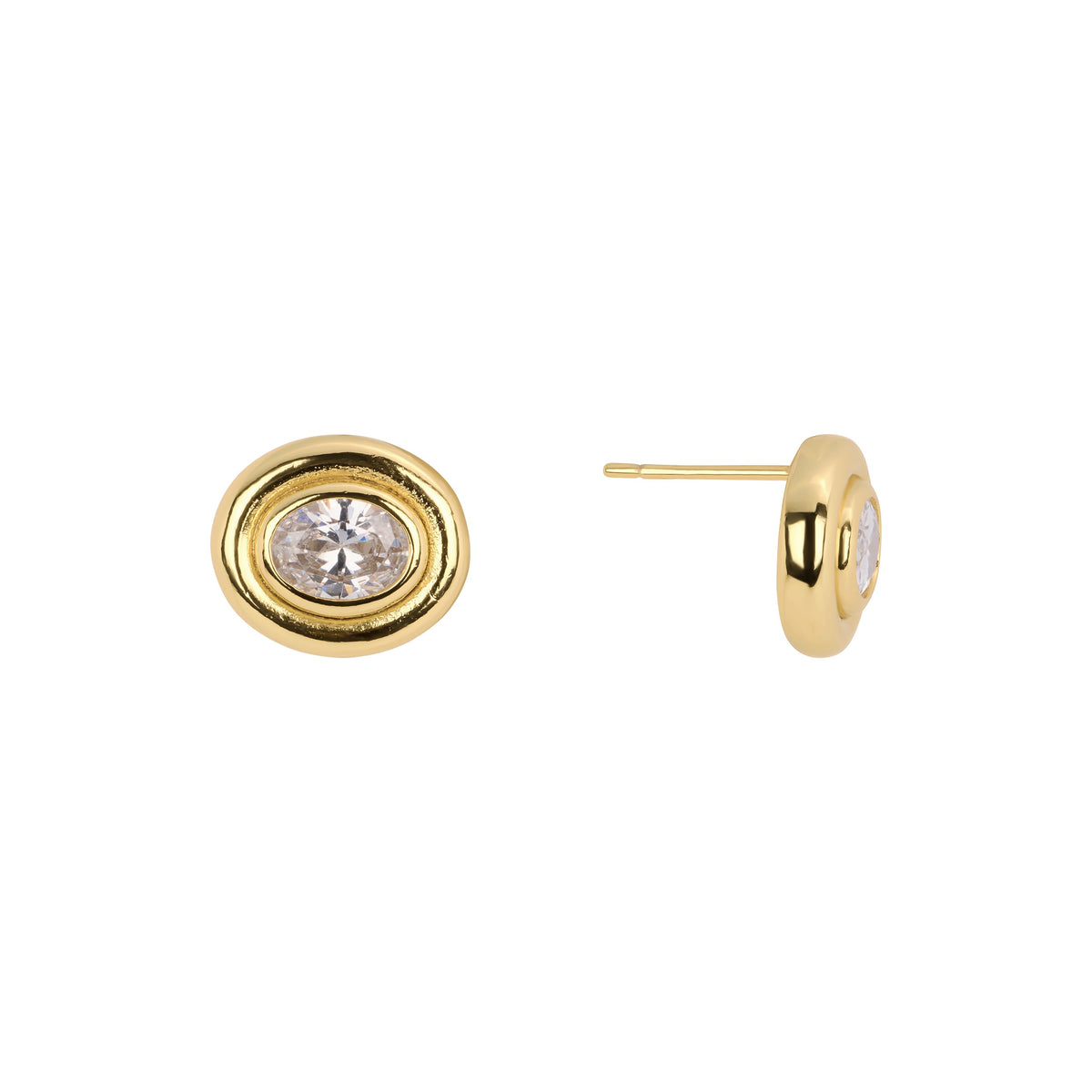Gilded Halo Bezel Stud Earrings