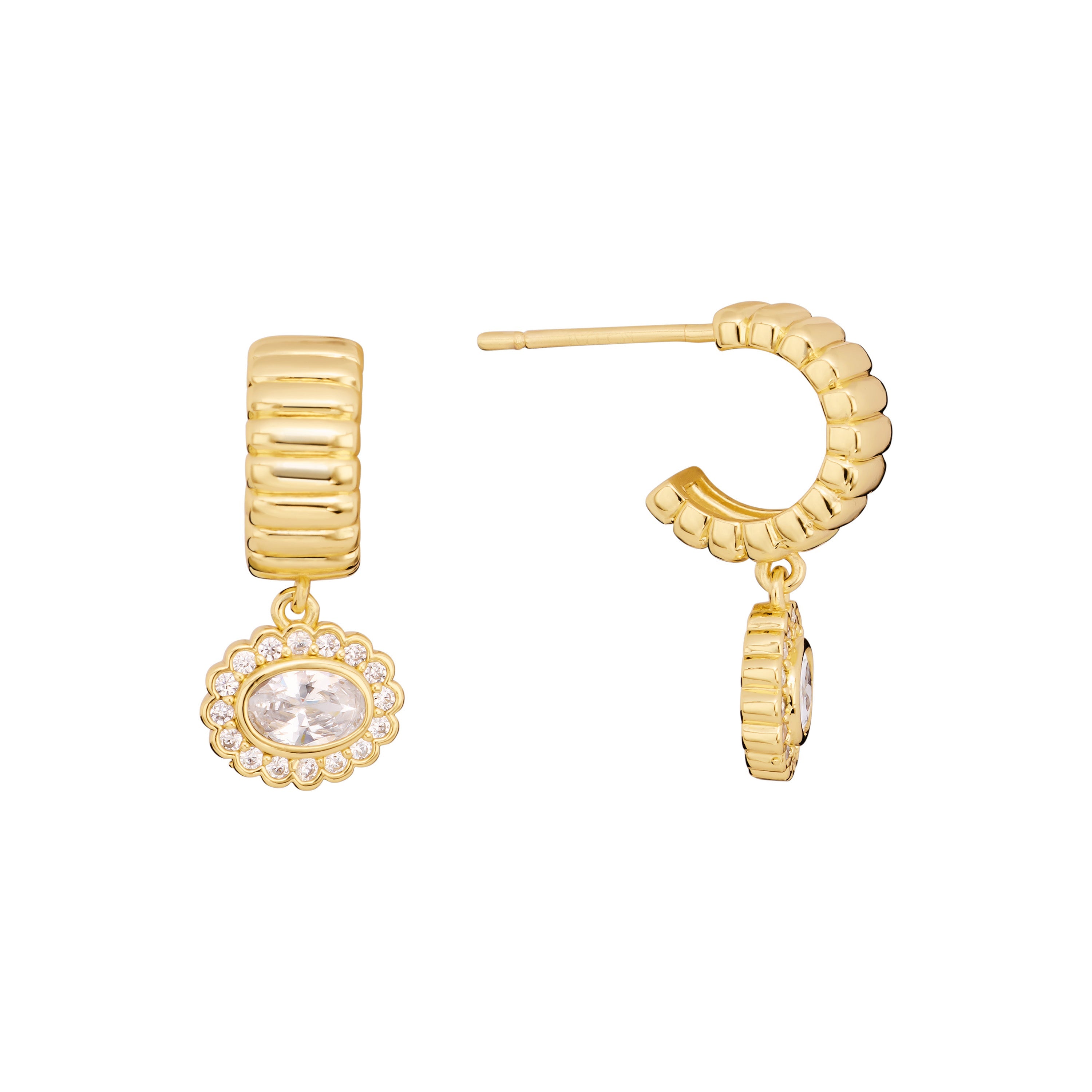 Golden Halo Bezel Huggie Hoop Earrings