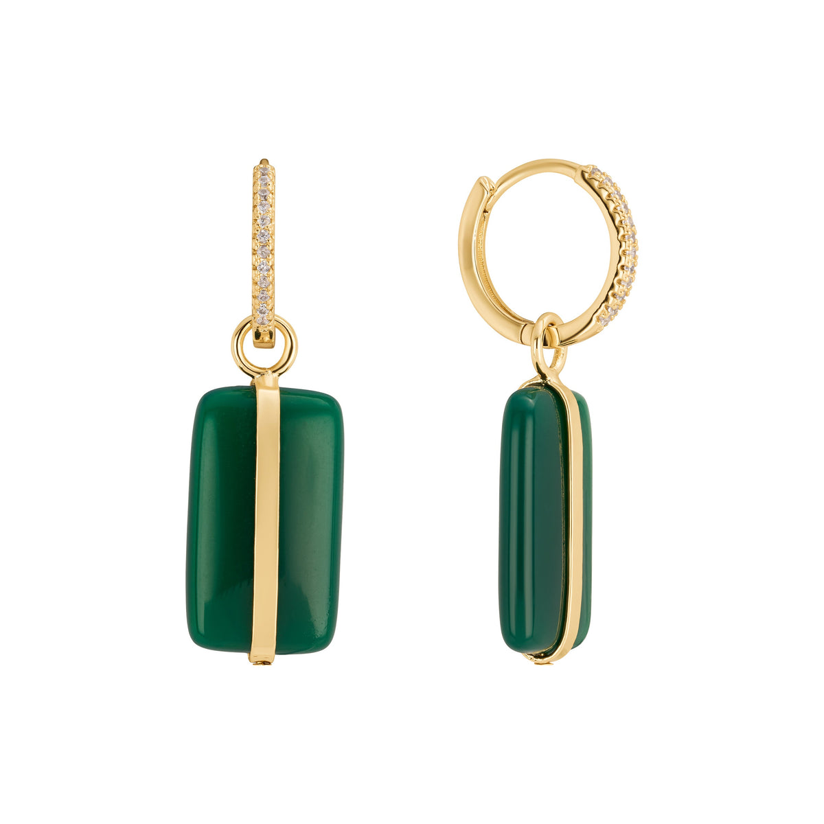 Virelle Green Quartz Bar Huggie Earrings