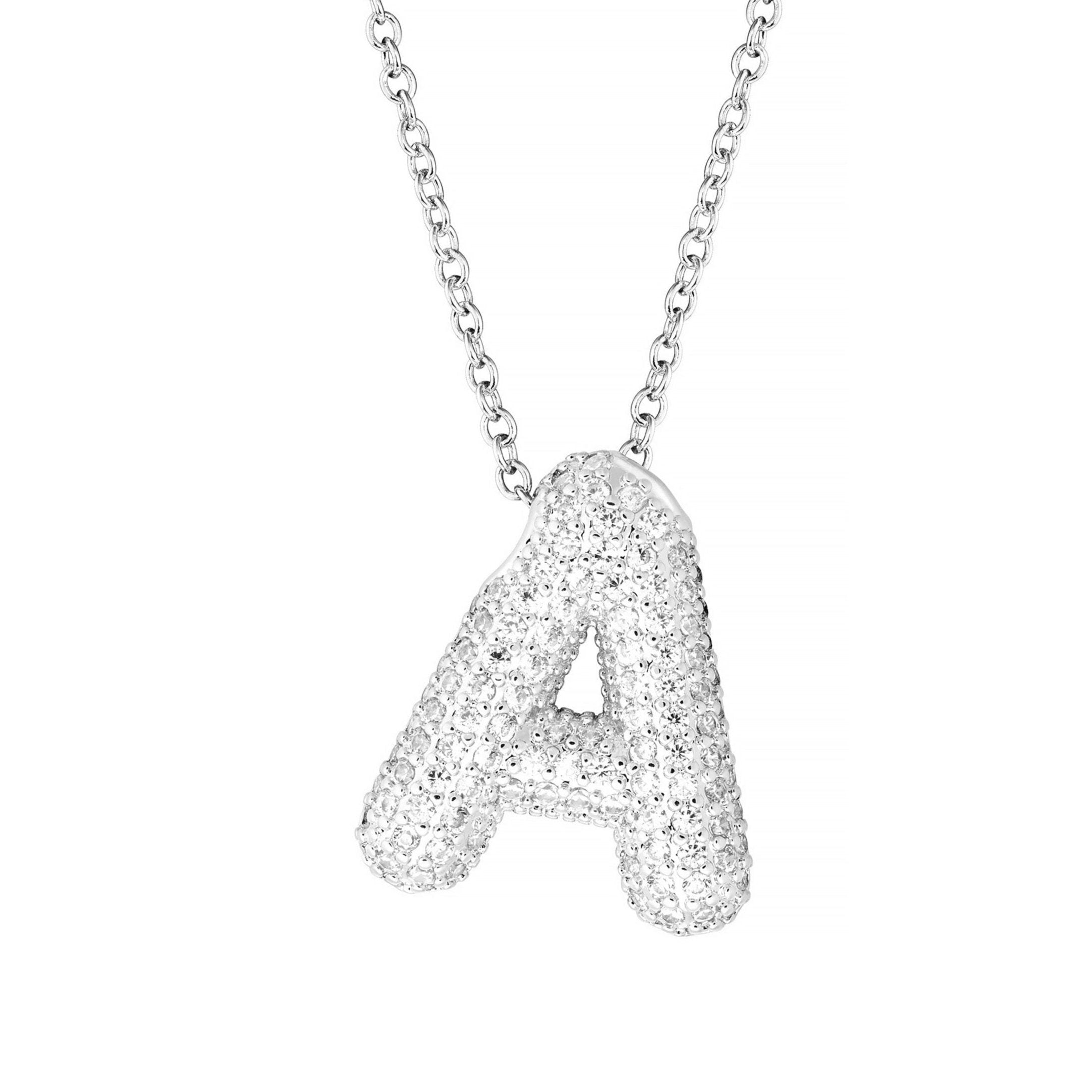 Pavé Mini Bubble Initial Necklace