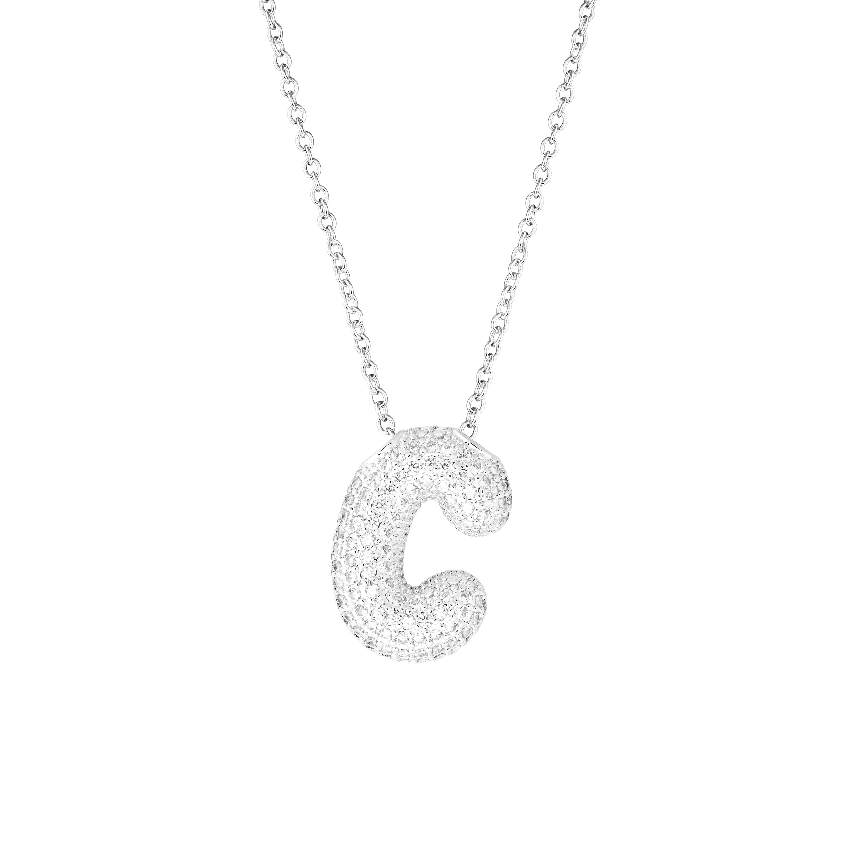 Pavé Bubble Initial Necklace