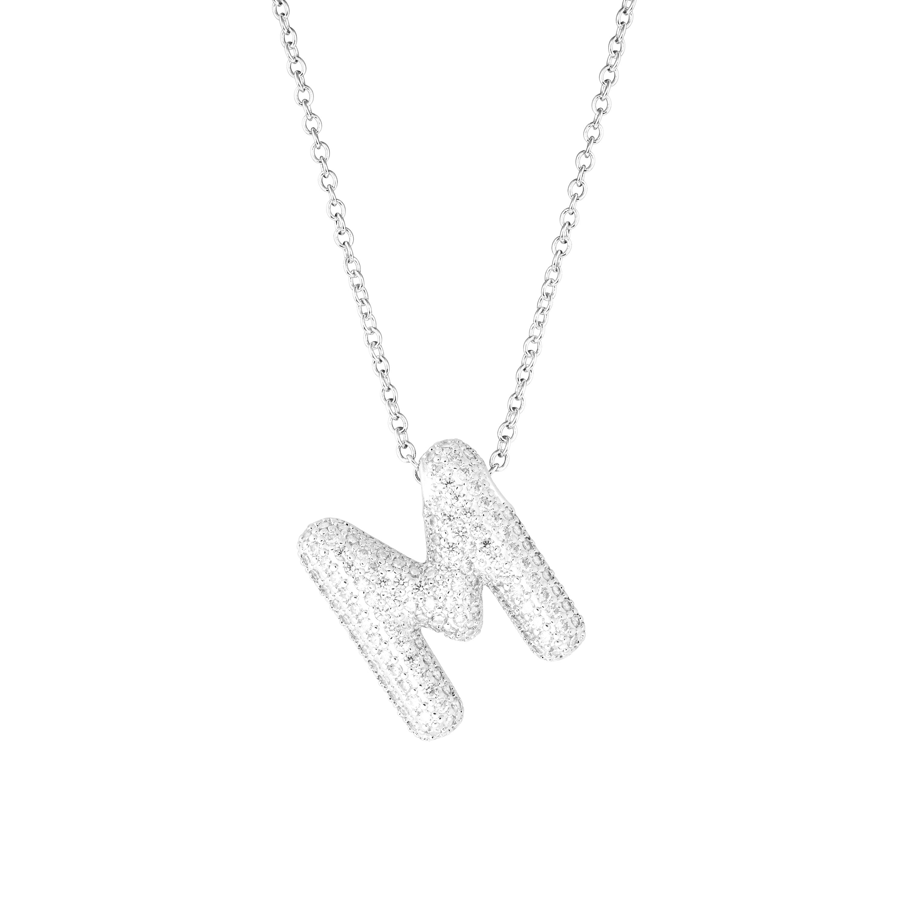 Pavé Mini Bubble Initial Necklace