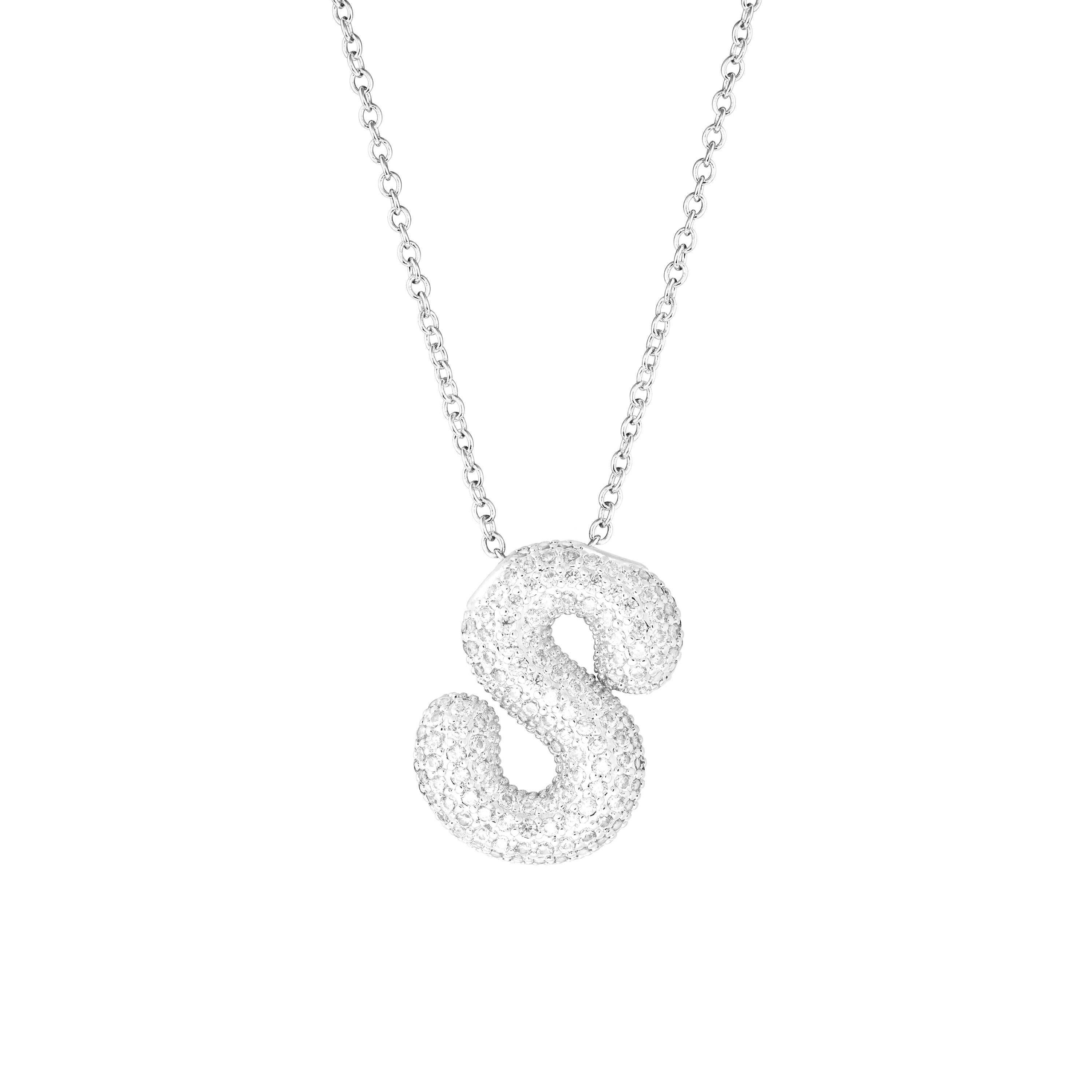 Pavé Bubble Initial Necklace