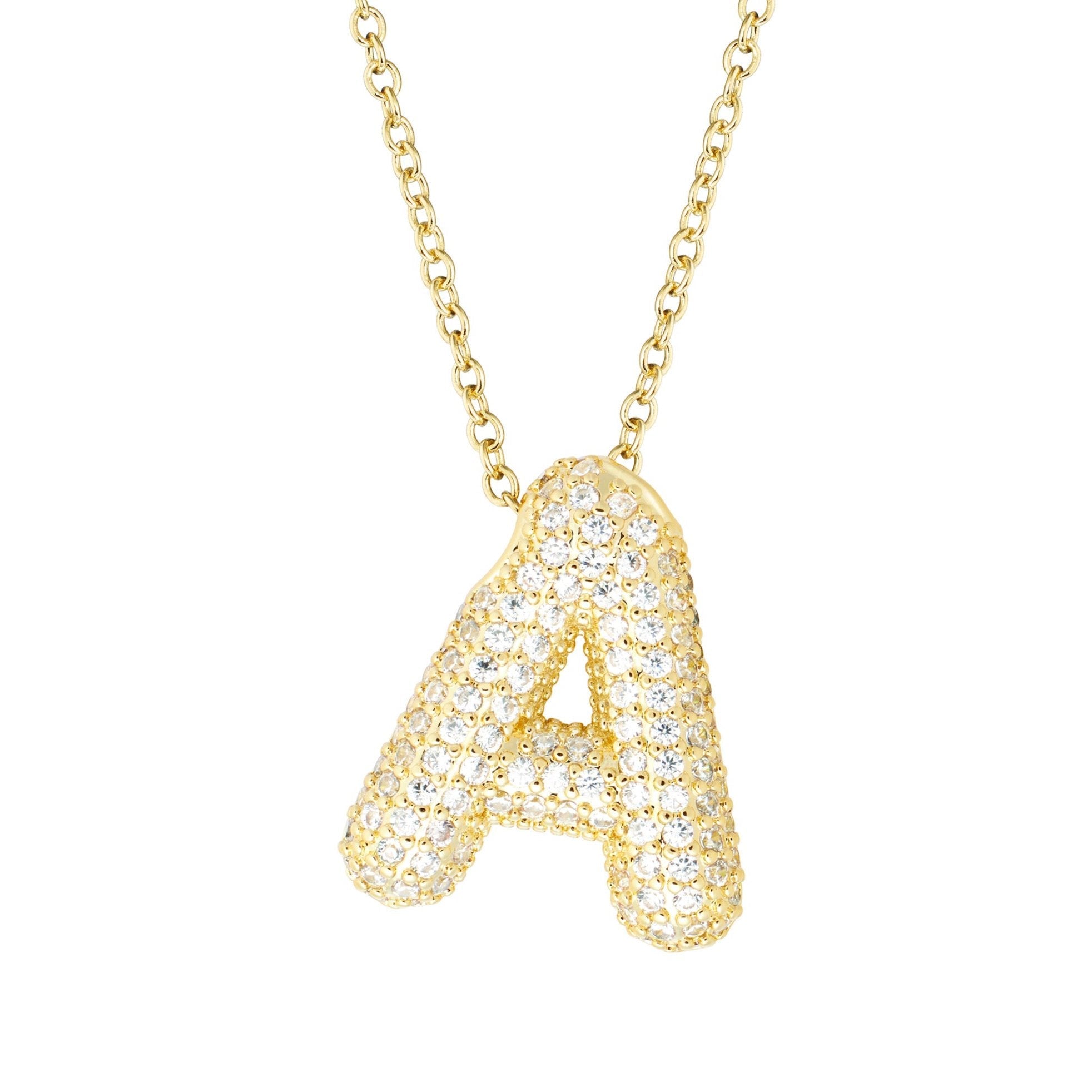 Bubble Pavé Initial Necklace