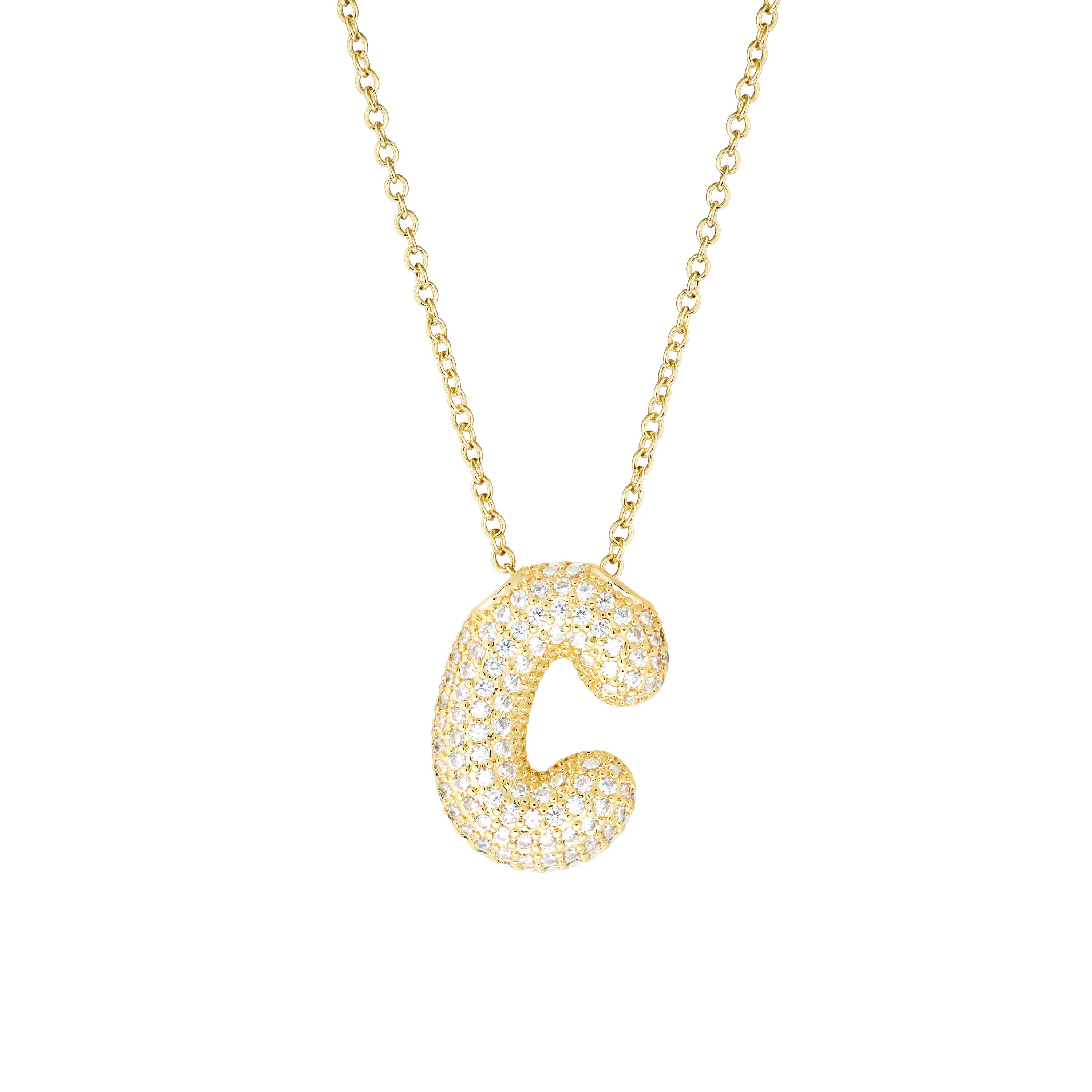 Pavé Bubble Initial Necklace