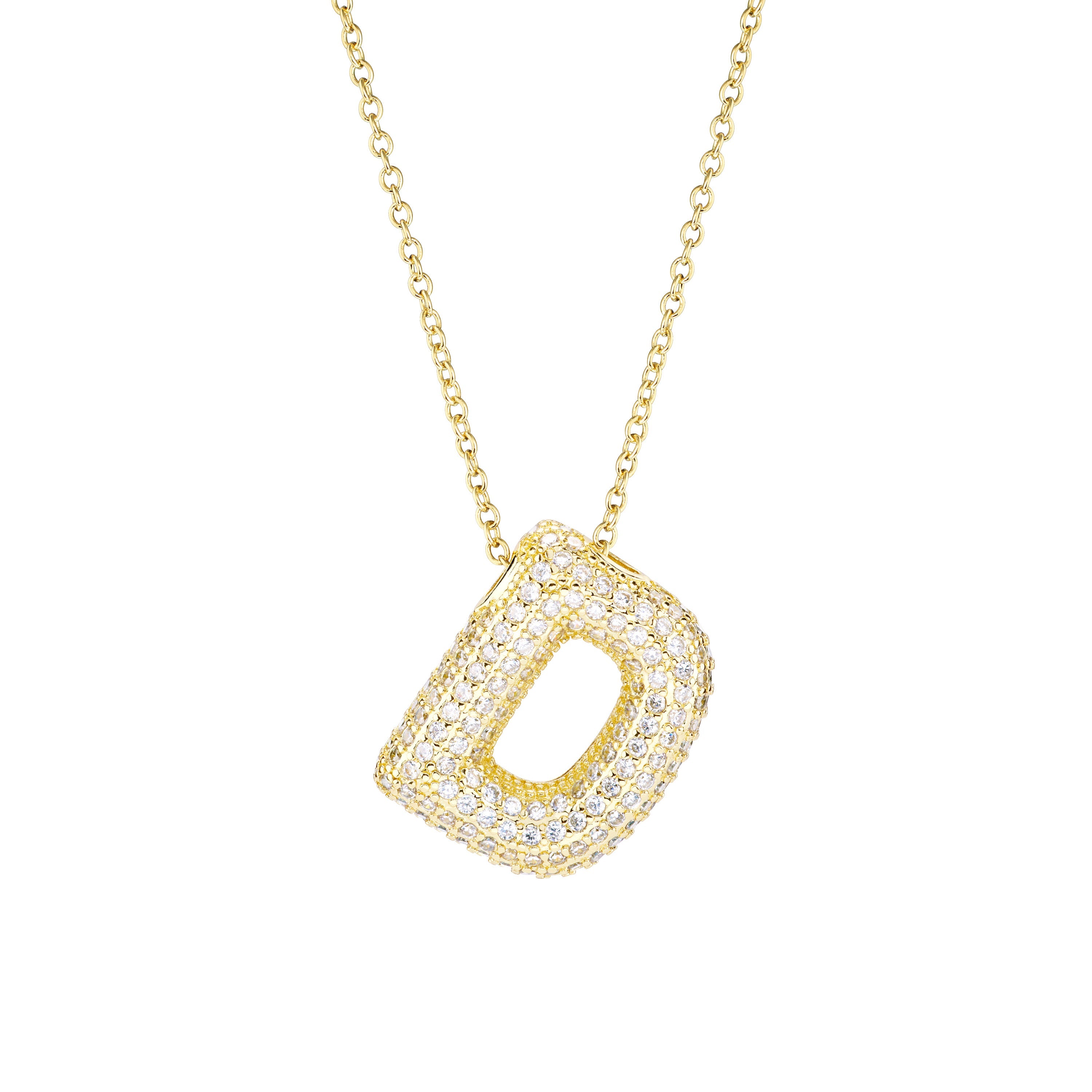 Pavé Bubble Initial Necklace