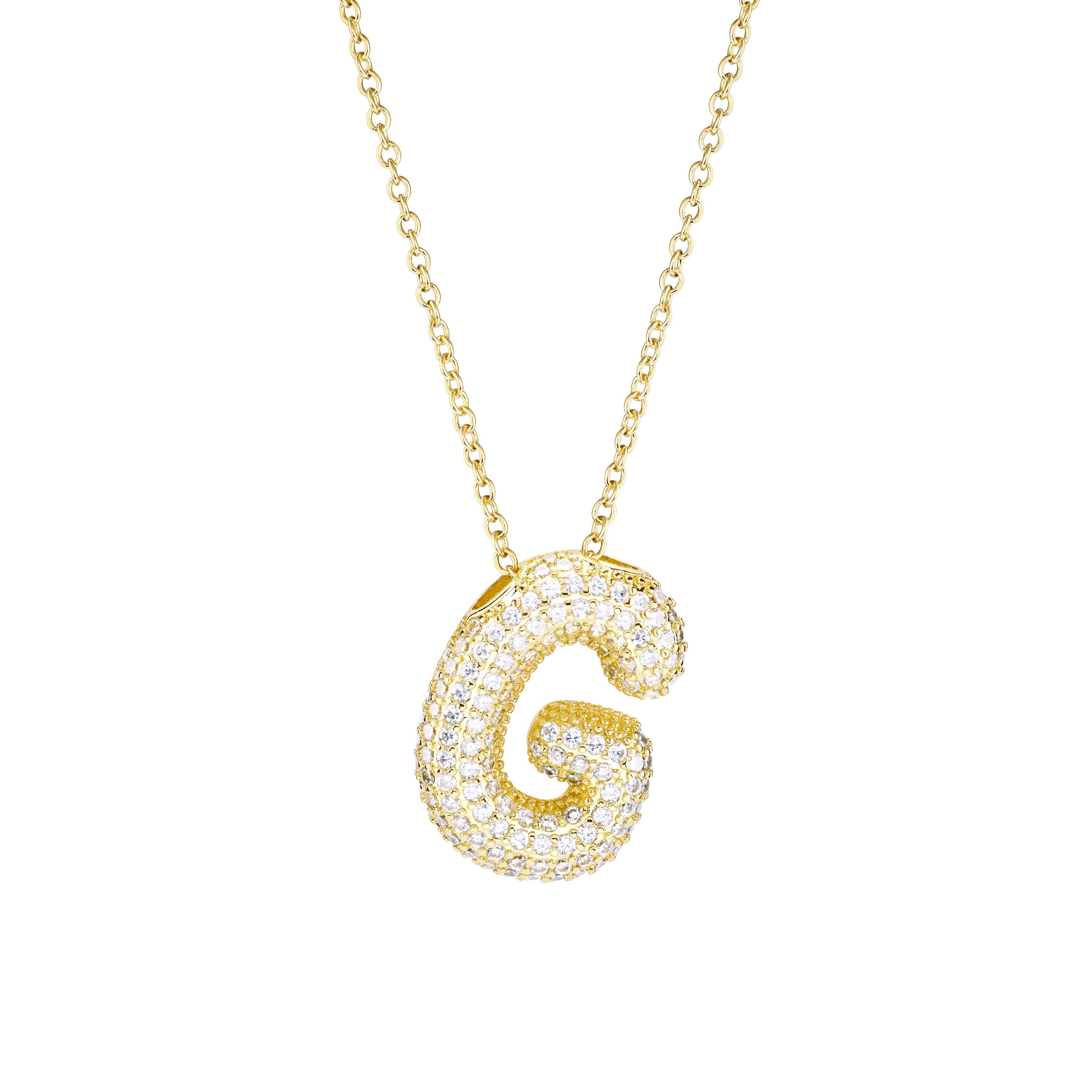 Pavé Bubble Initial Necklace