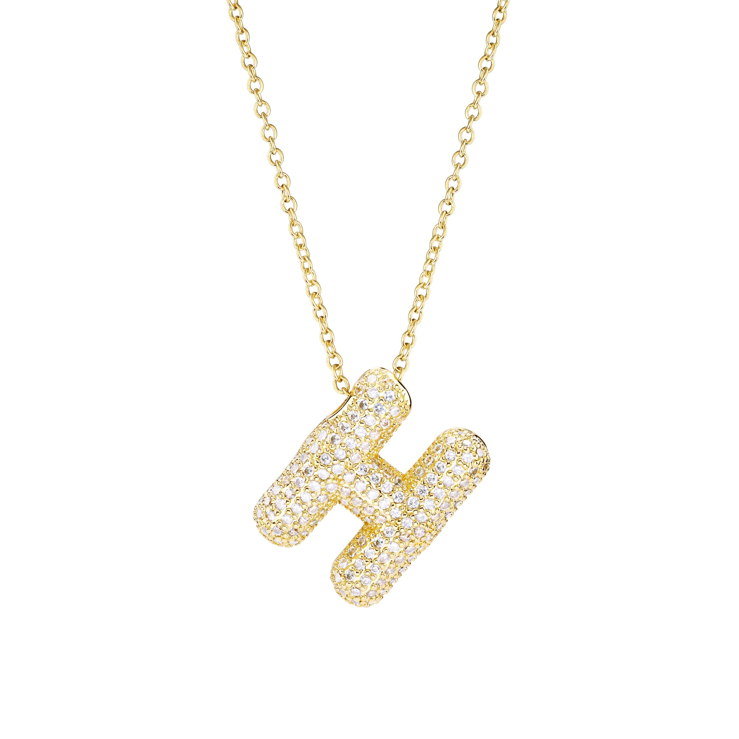 Pavé Bubble Initial Necklace