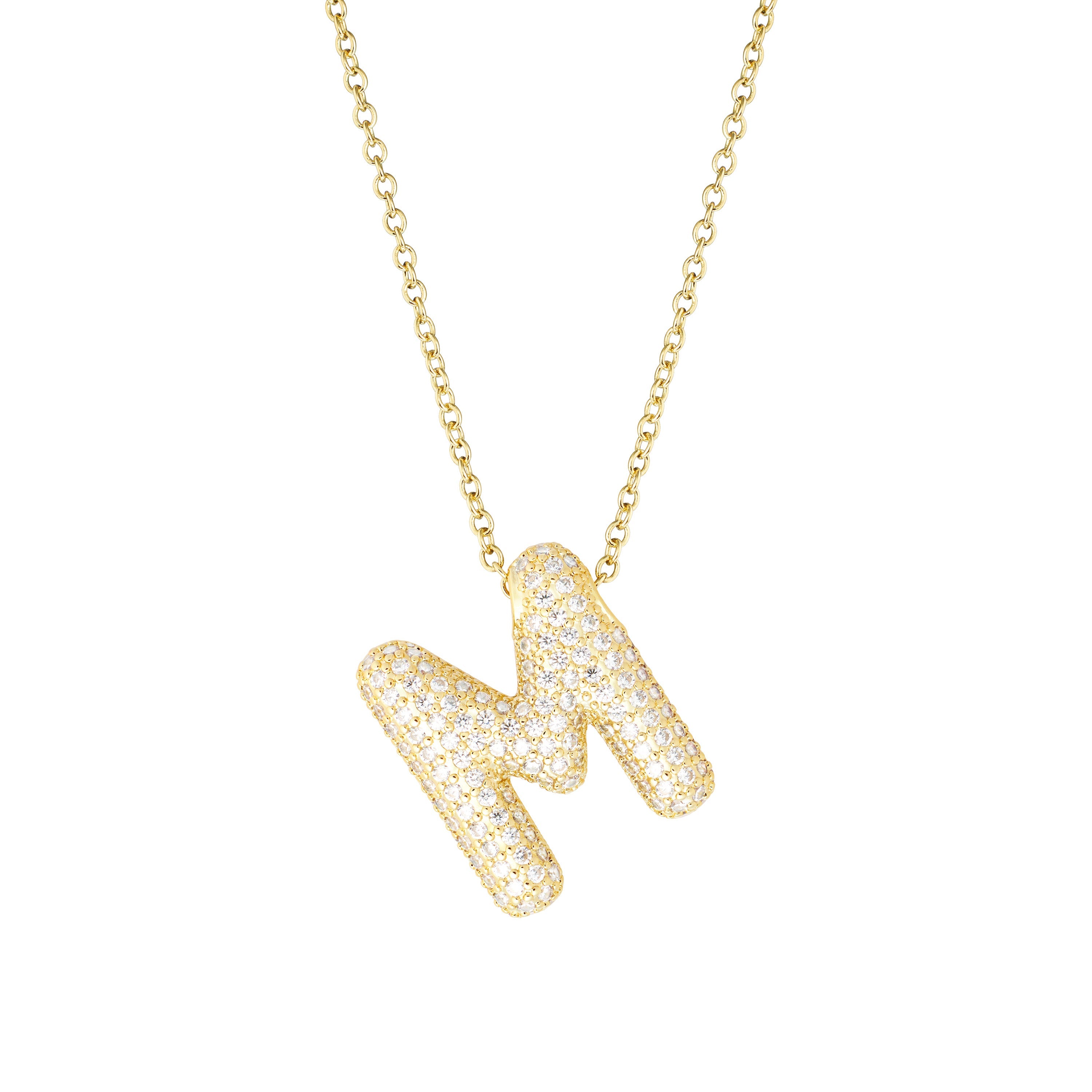 Pavé Bubble Initial Necklace
