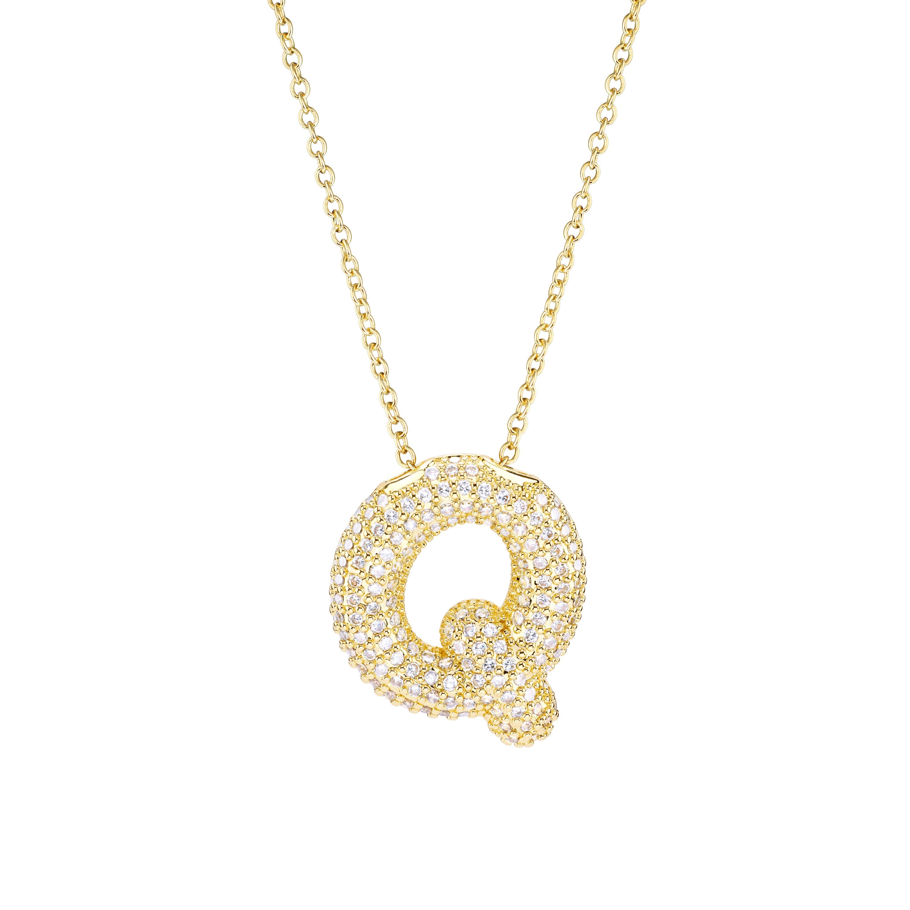Pavé Bubble Initial Necklace