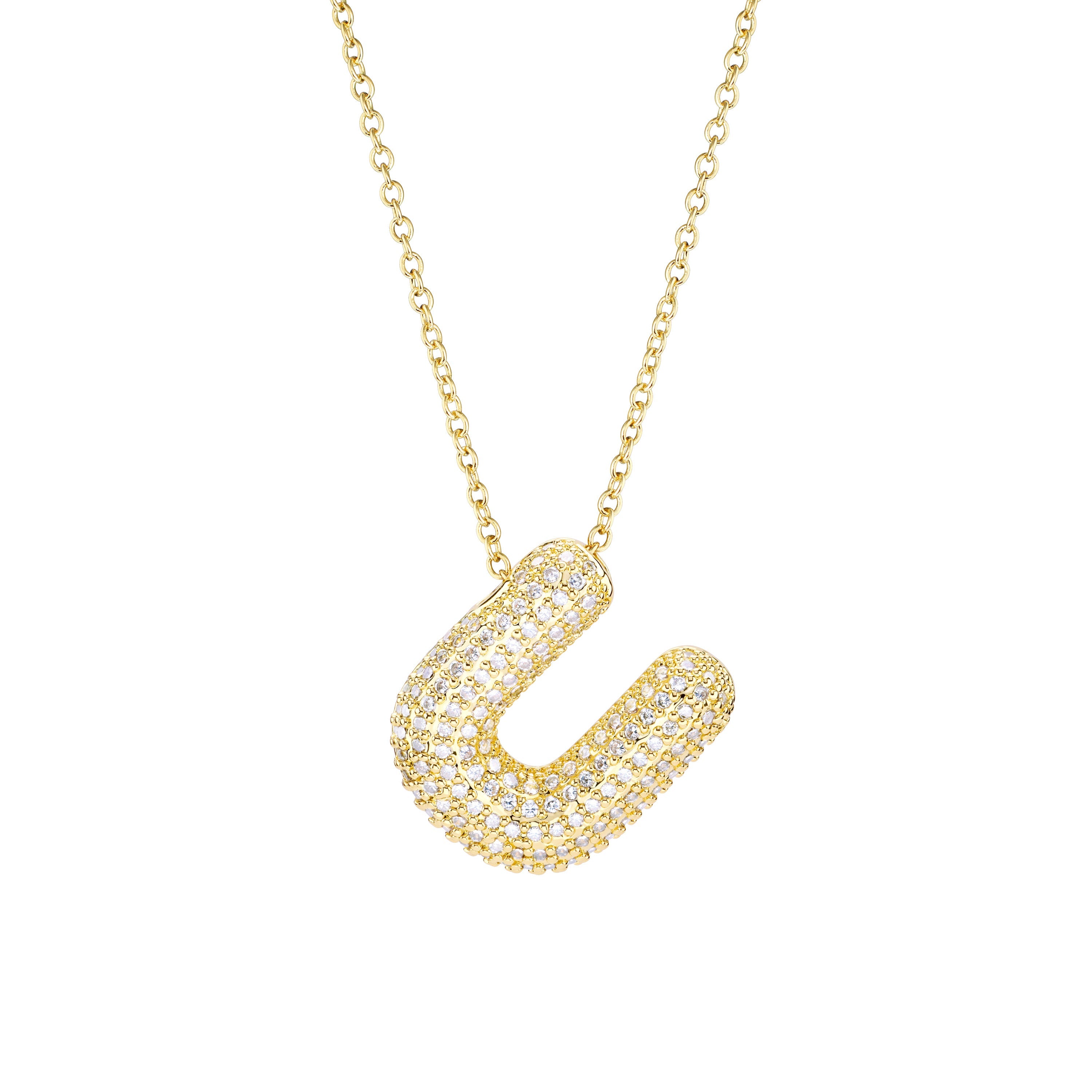 Pavé Bubble Initial Necklace
