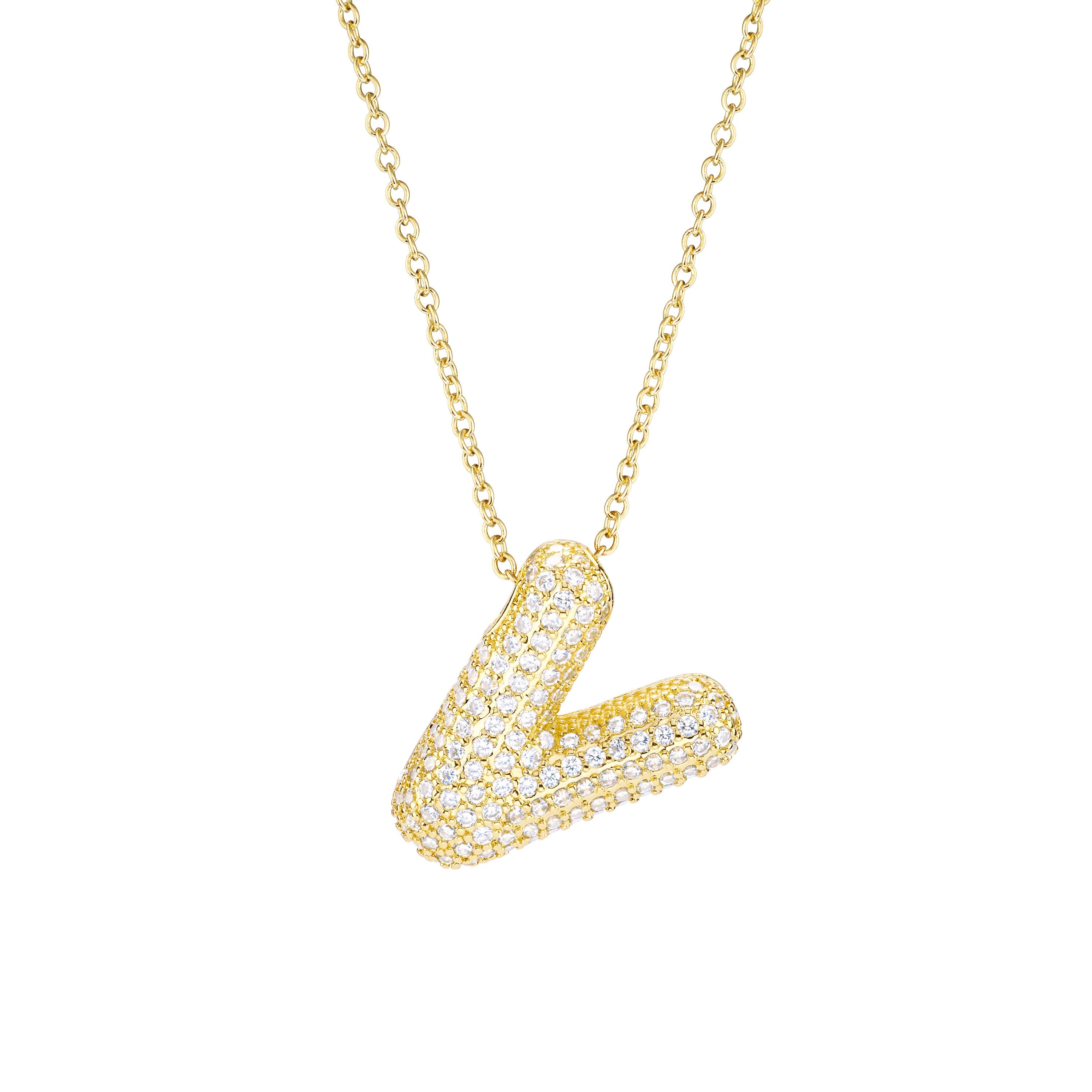 Pavé Bubble Initial Necklace