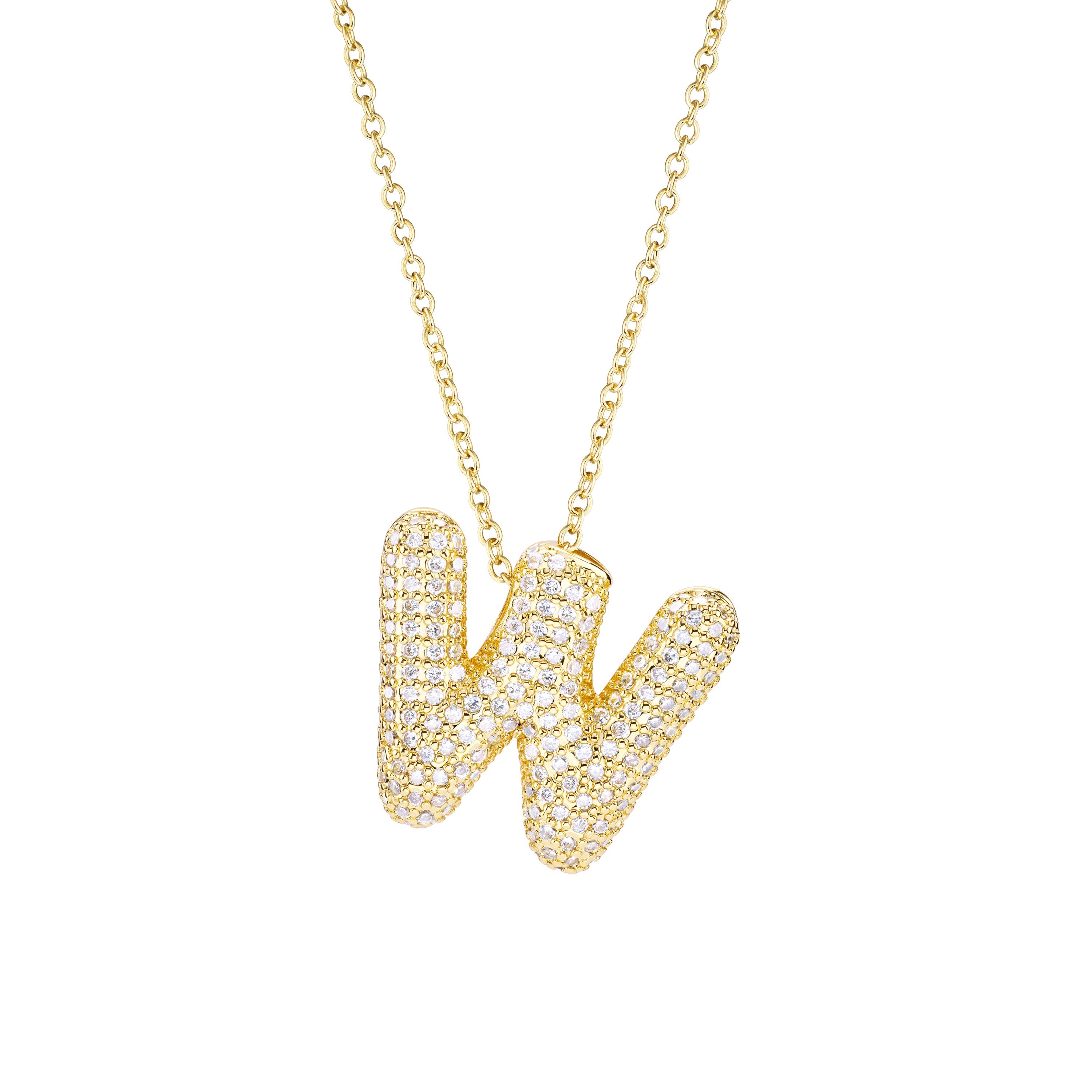 Pavé Bubble Initial Necklace