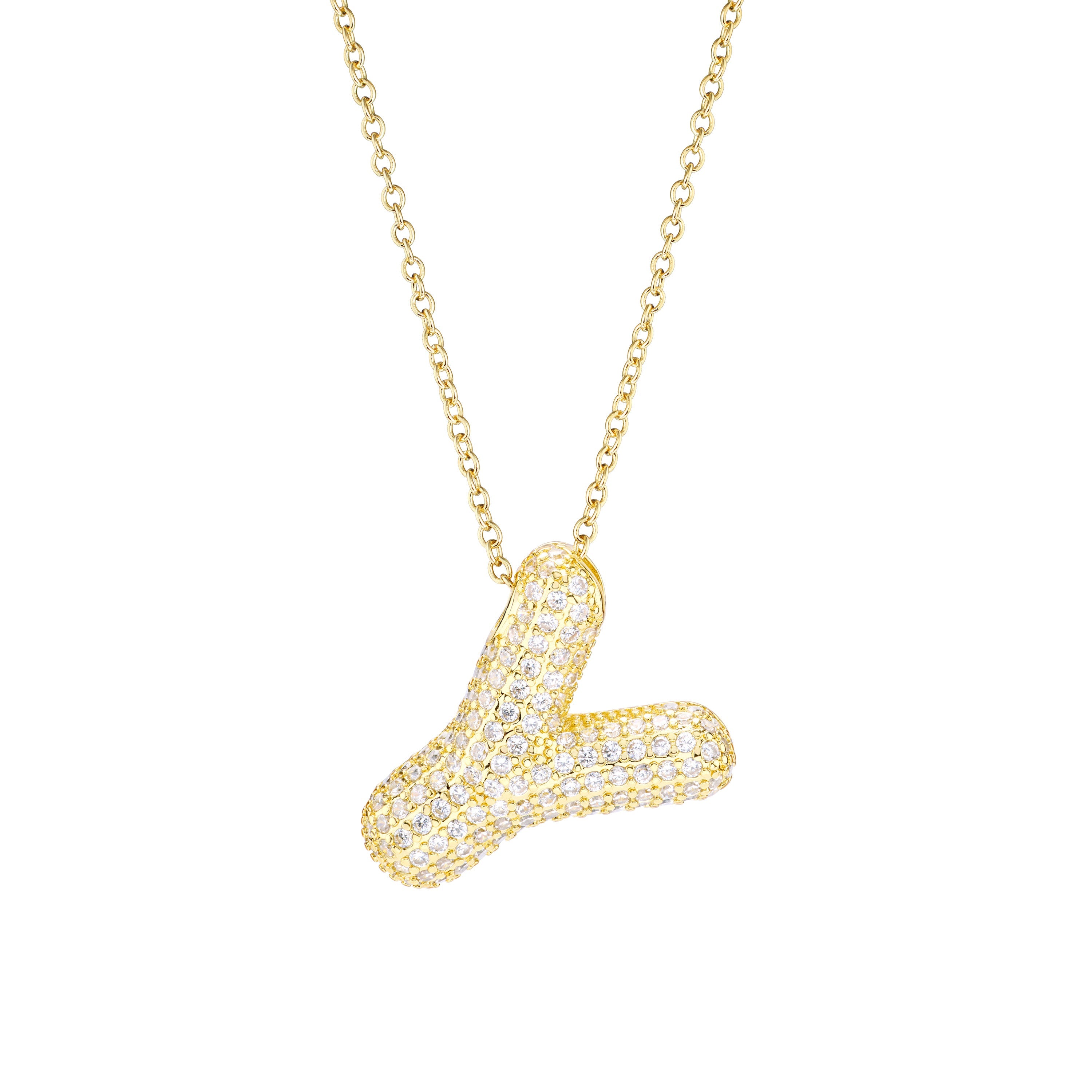 Pavé Bubble Initial Necklace