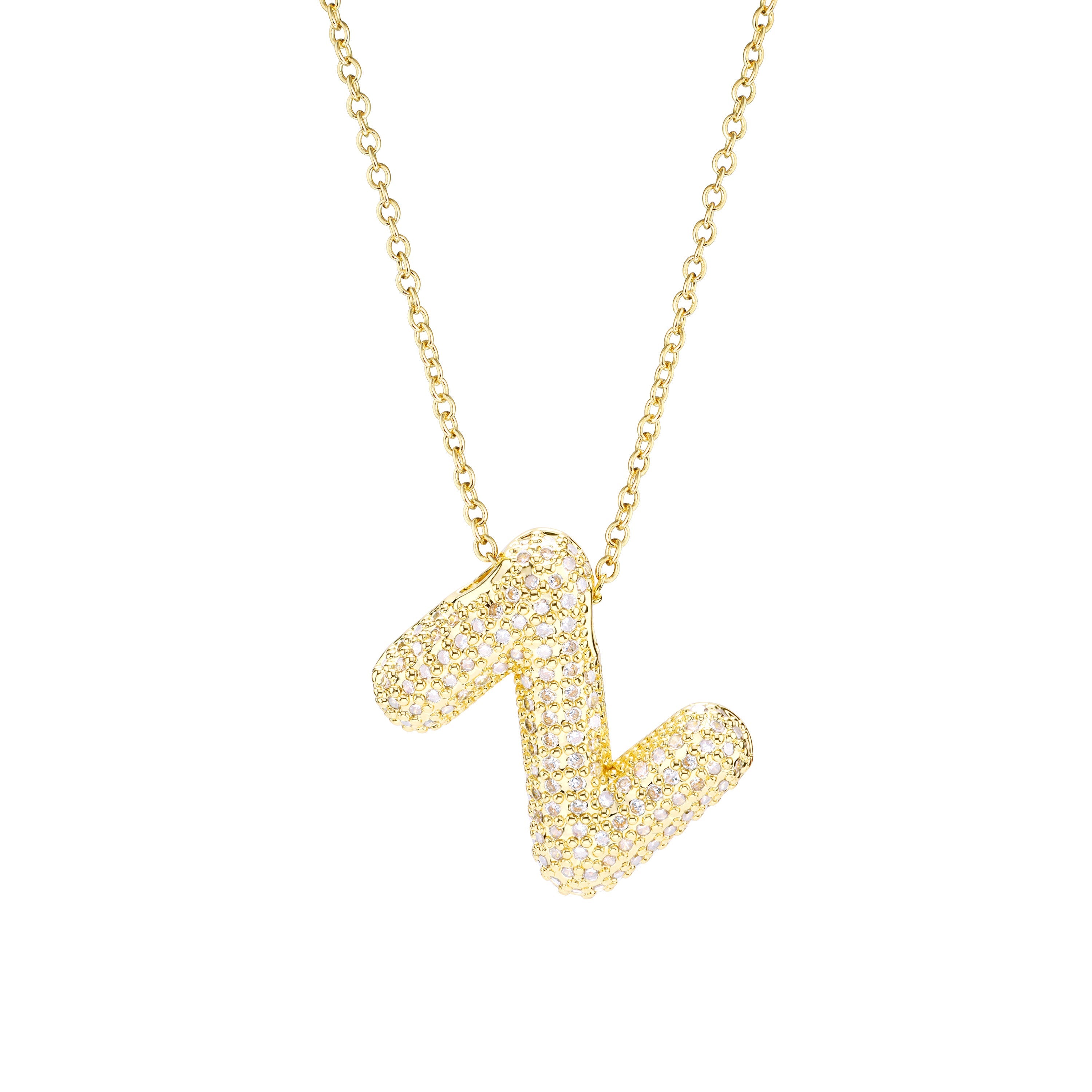 Pavé Bubble Initial Necklace