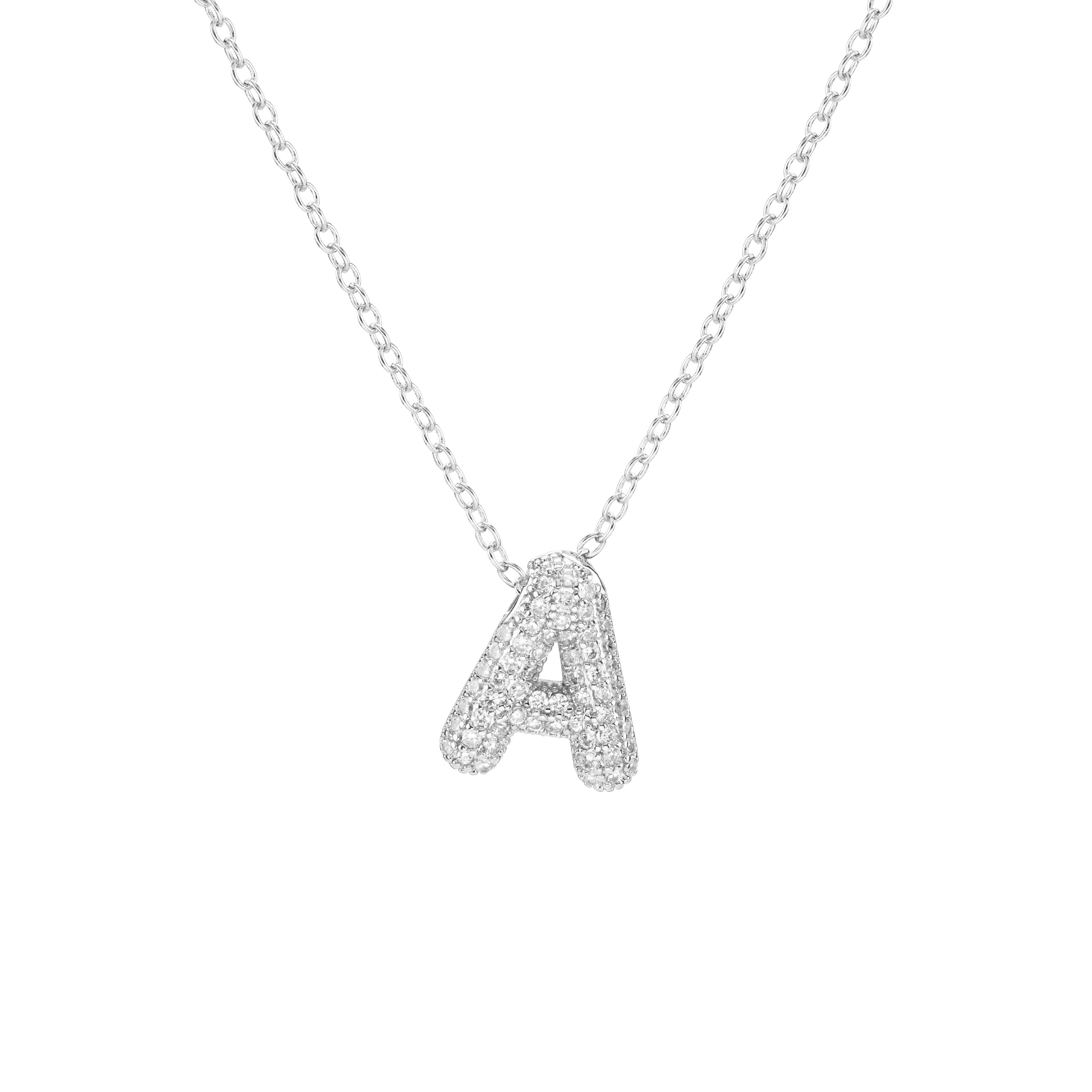 Pavé Mini Bubble Initial Necklace