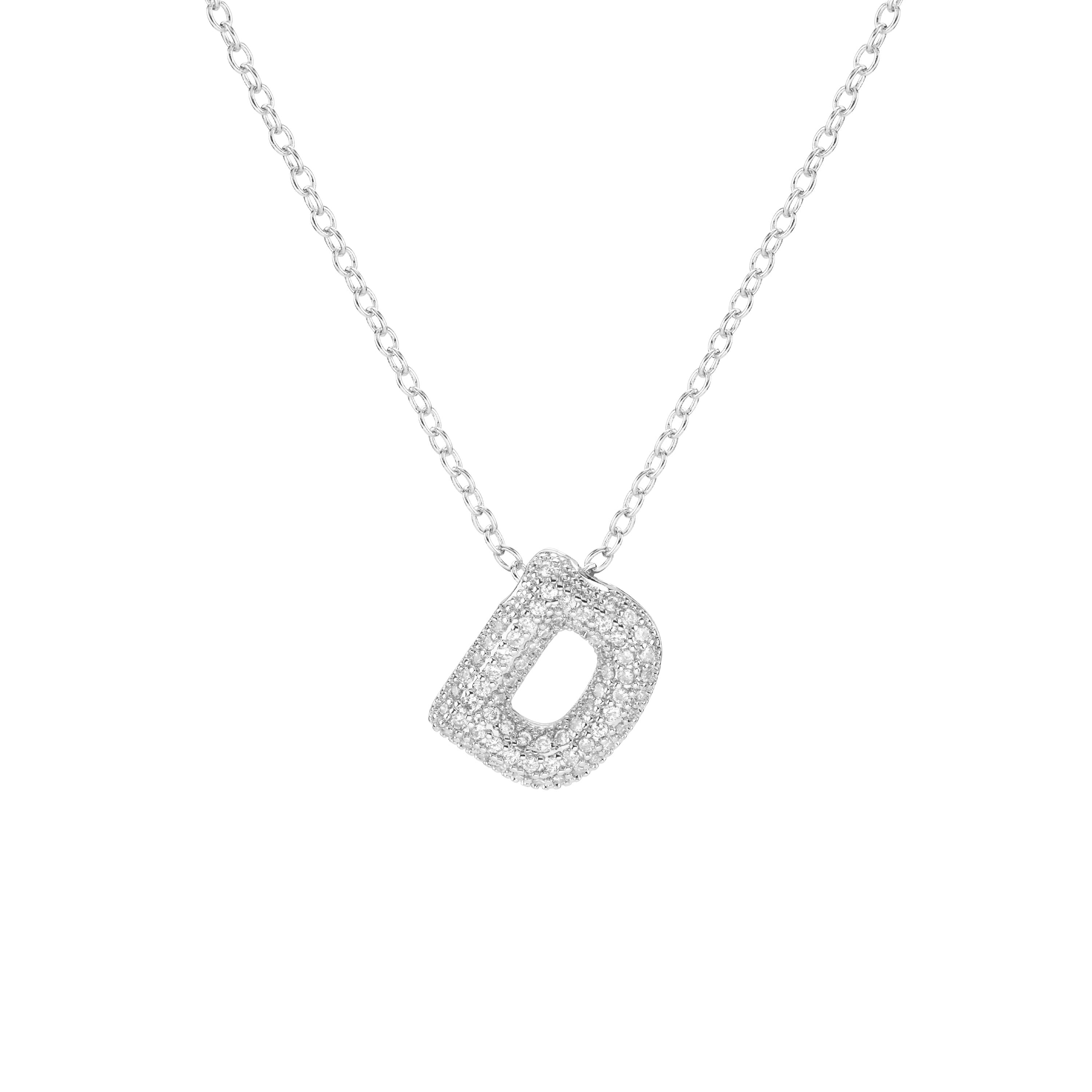 Pavé Mini Bubble Initial Necklace