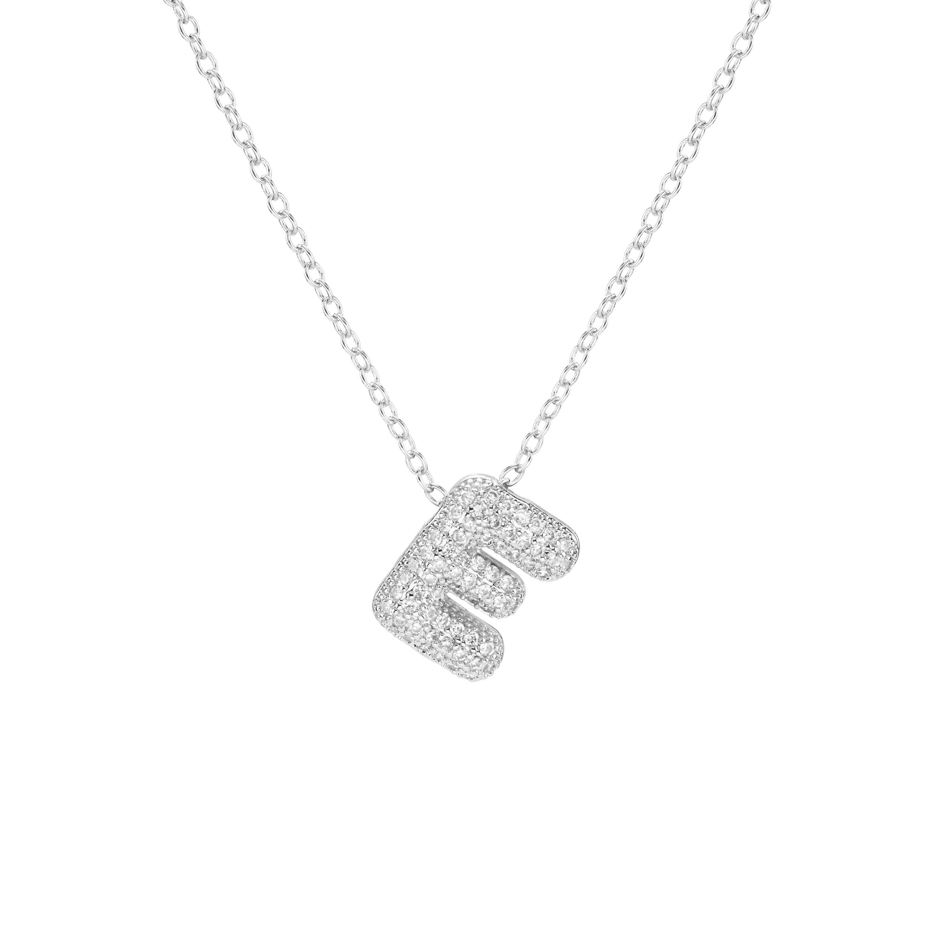 Pavé Mini Bubble Initial Necklace
