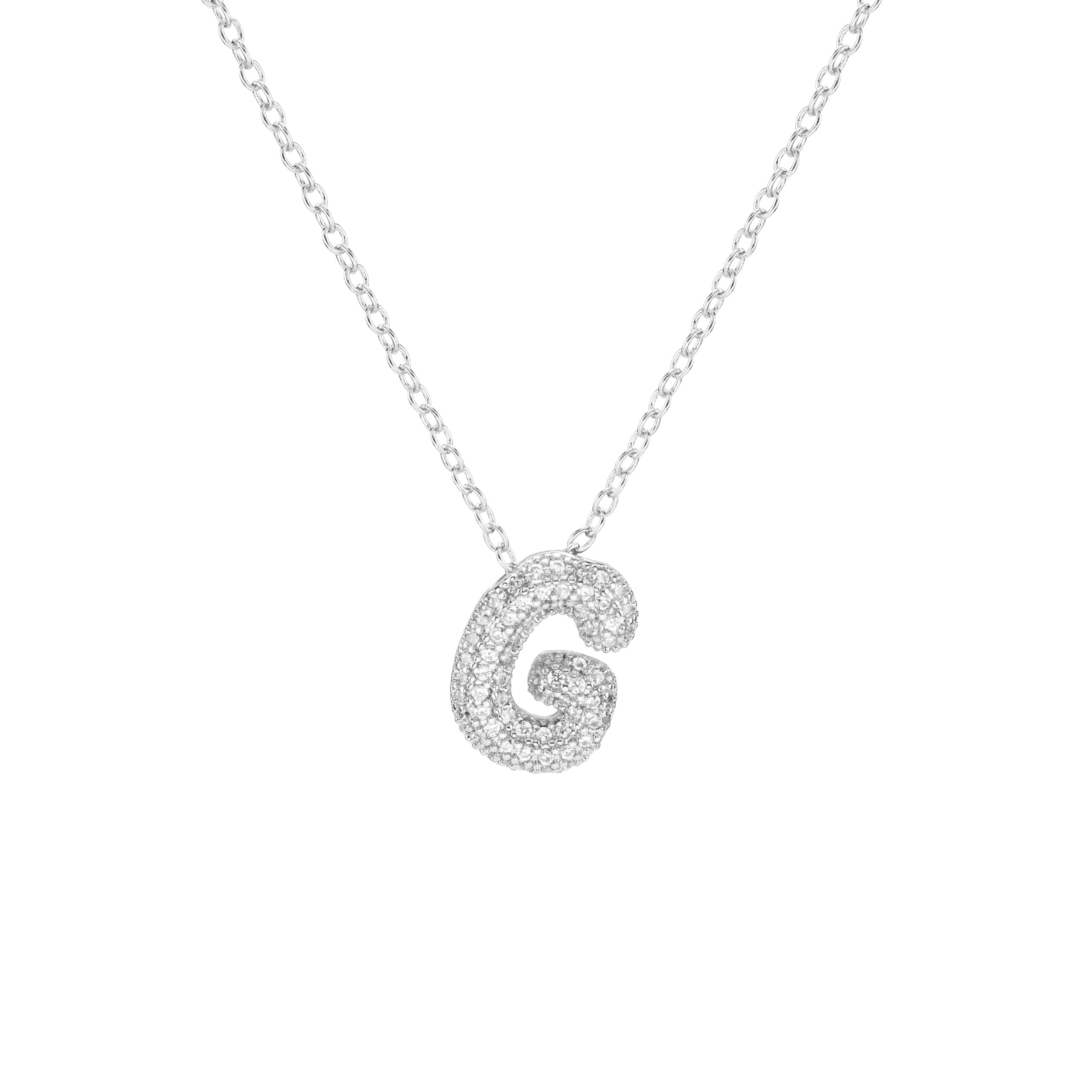 Pavé Mini Bubble Initial Necklace