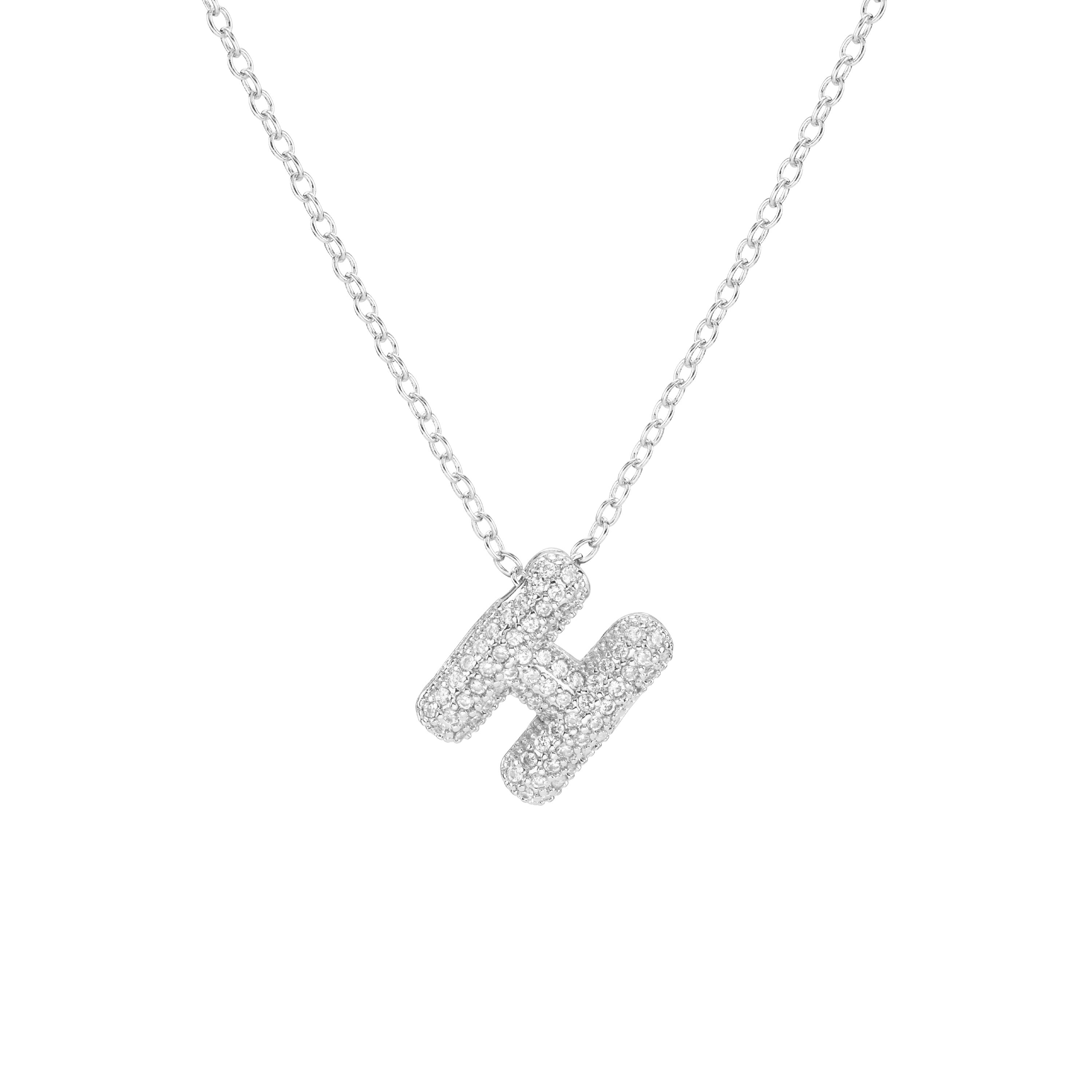 Pavé Mini Bubble Initial Necklace