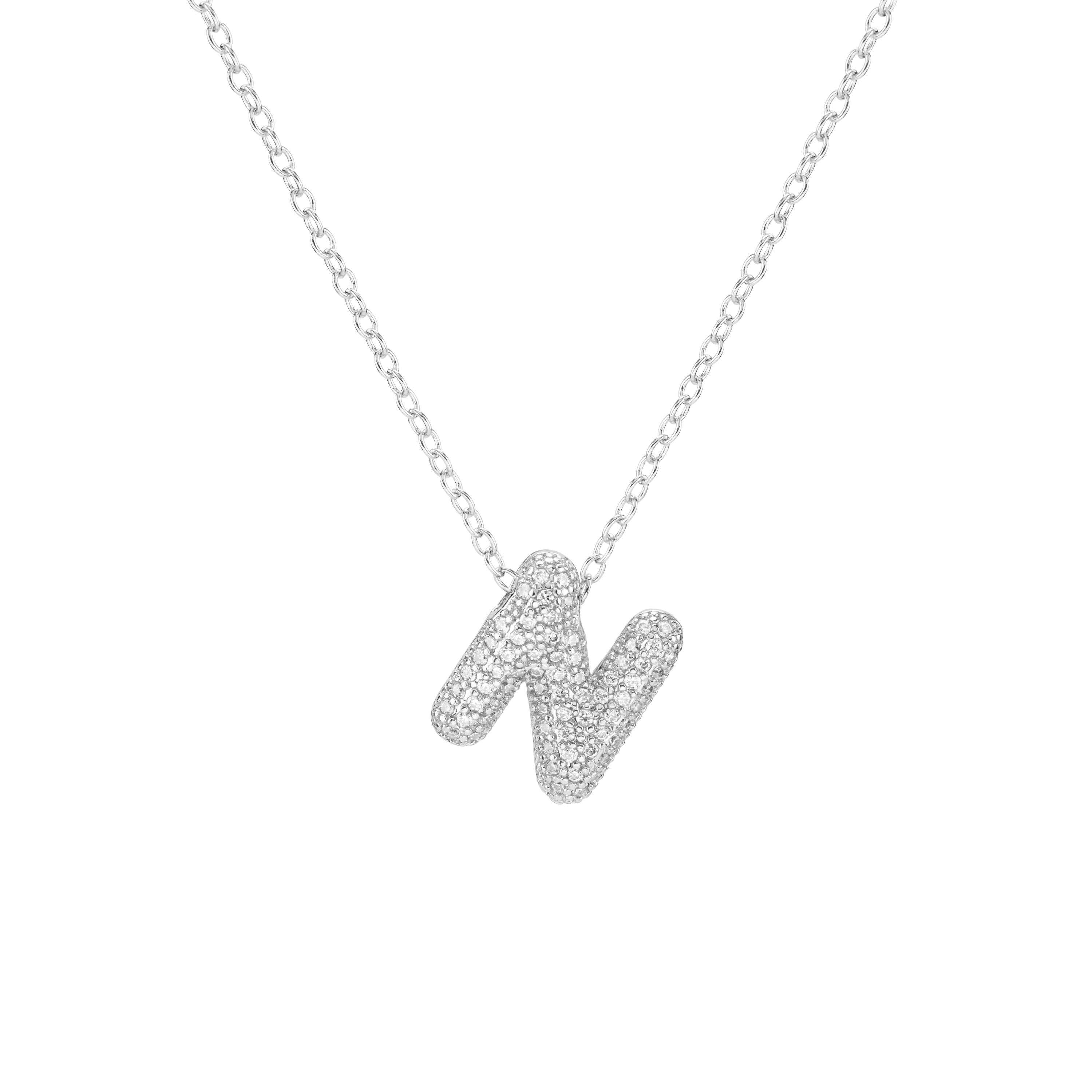 Pavé Mini Bubble Initial Necklace