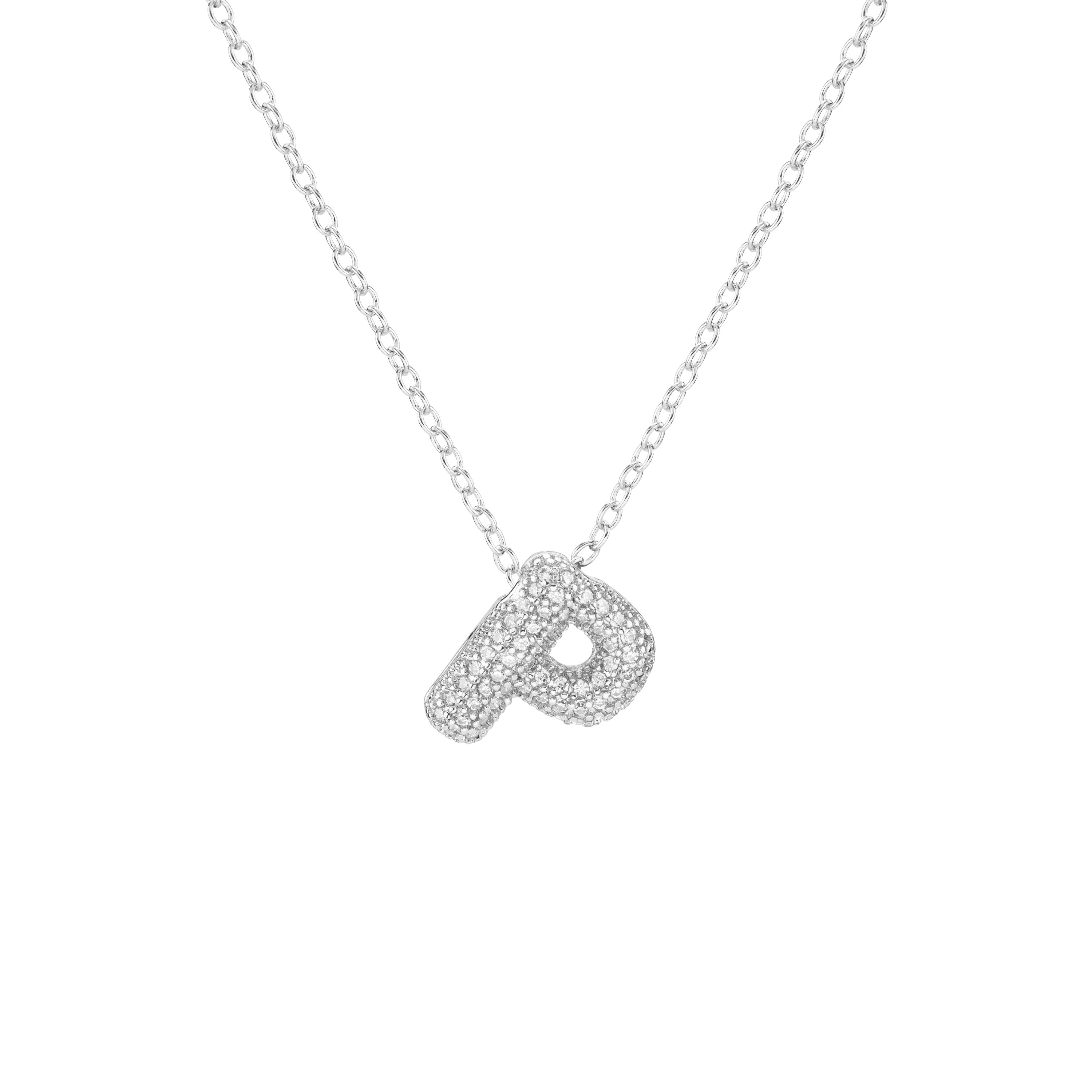 Pavé Mini Bubble Initial Necklace